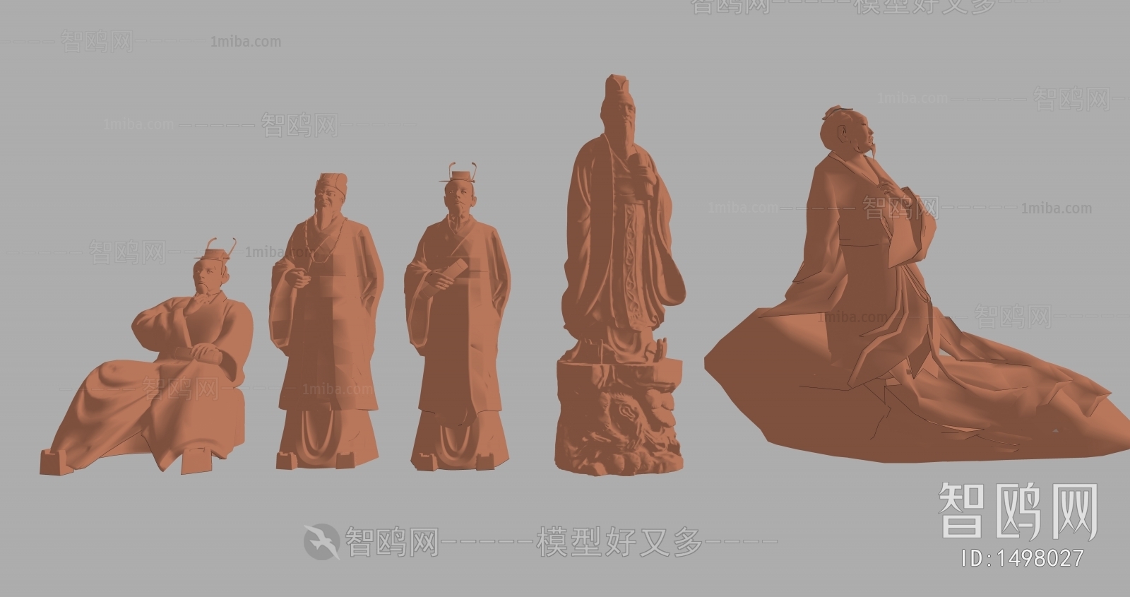 中式古代名人雕塑