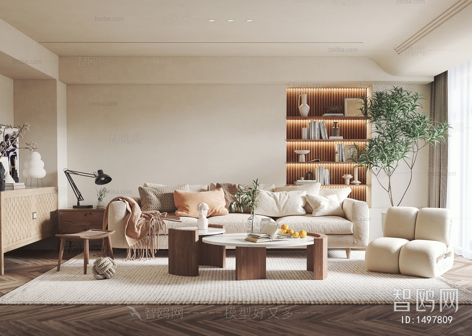 Modern Wabi-sabi Style A Living Room