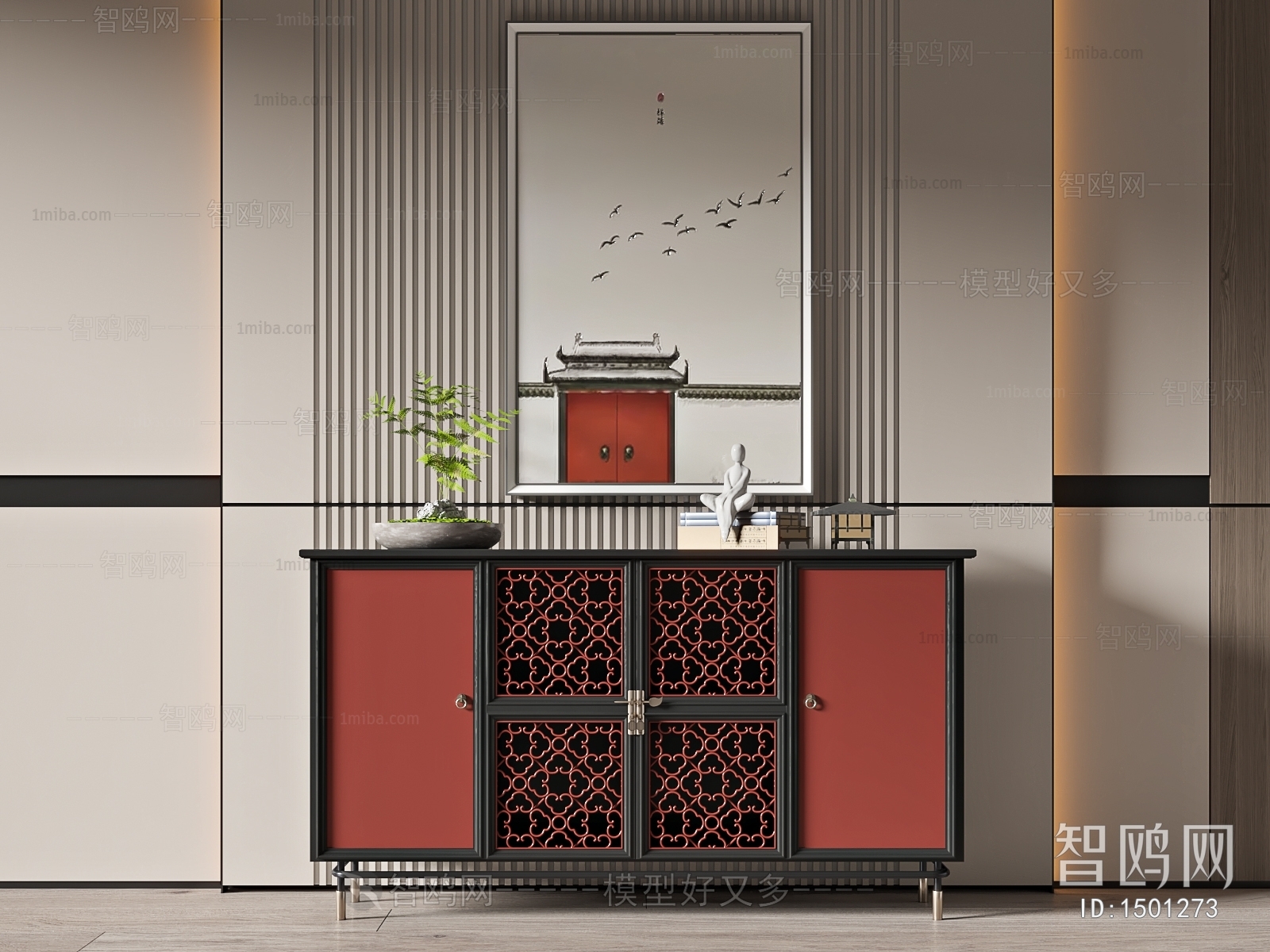 New Chinese Style Entrance Cabinet