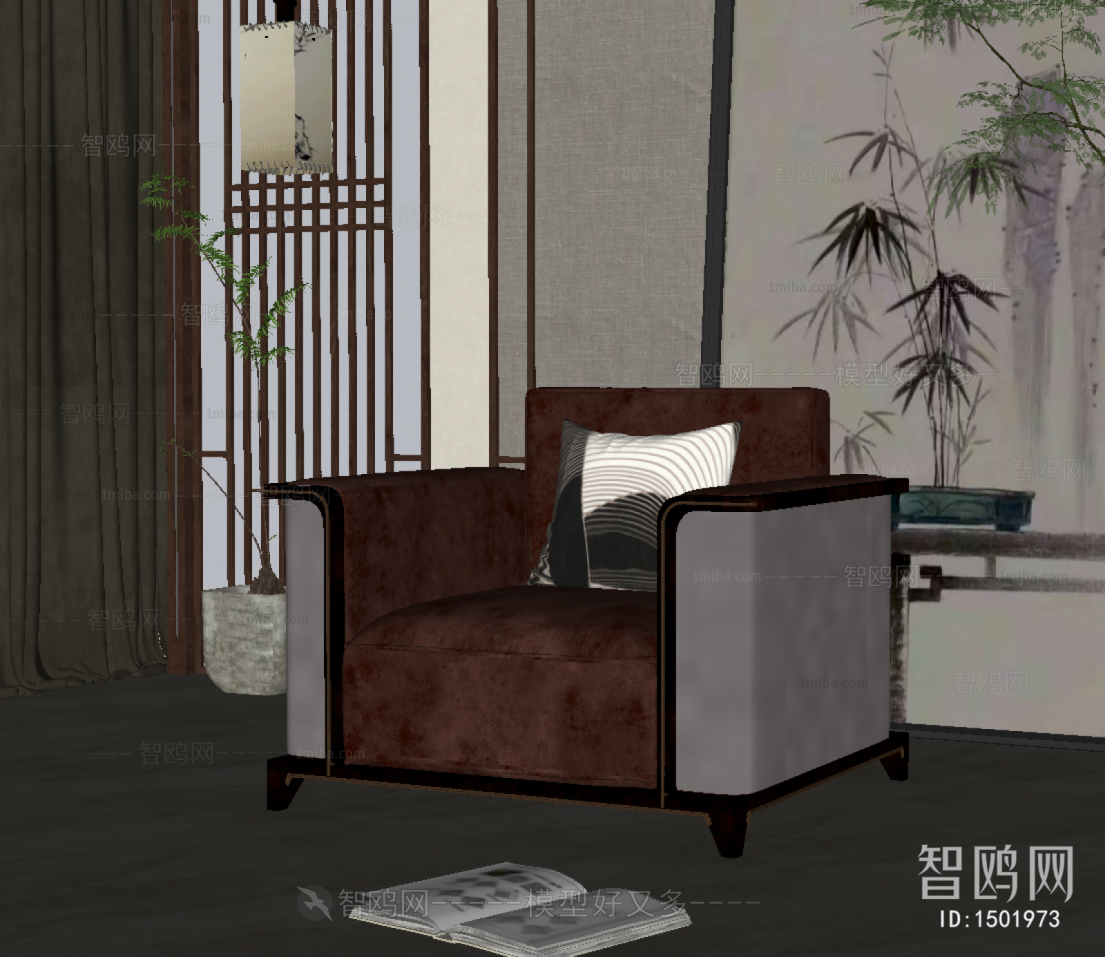 New Chinese Style Single Sofa