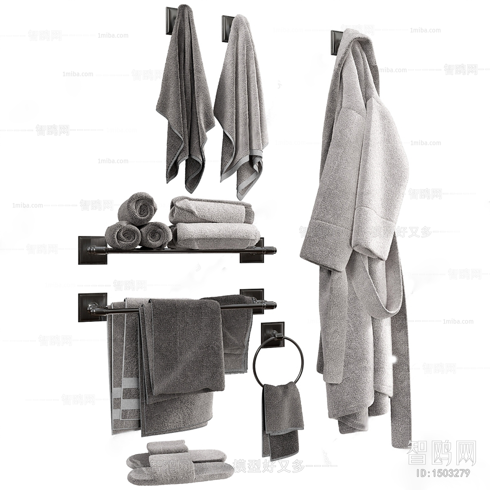 现代浴袍，毛巾