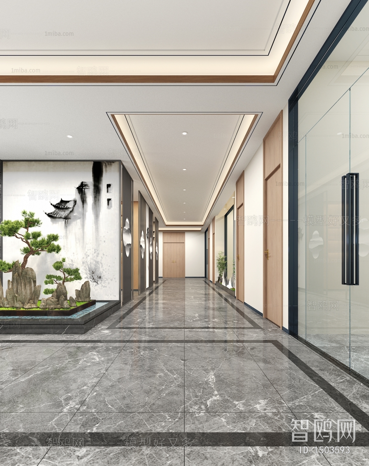 新中式酒店电梯厅