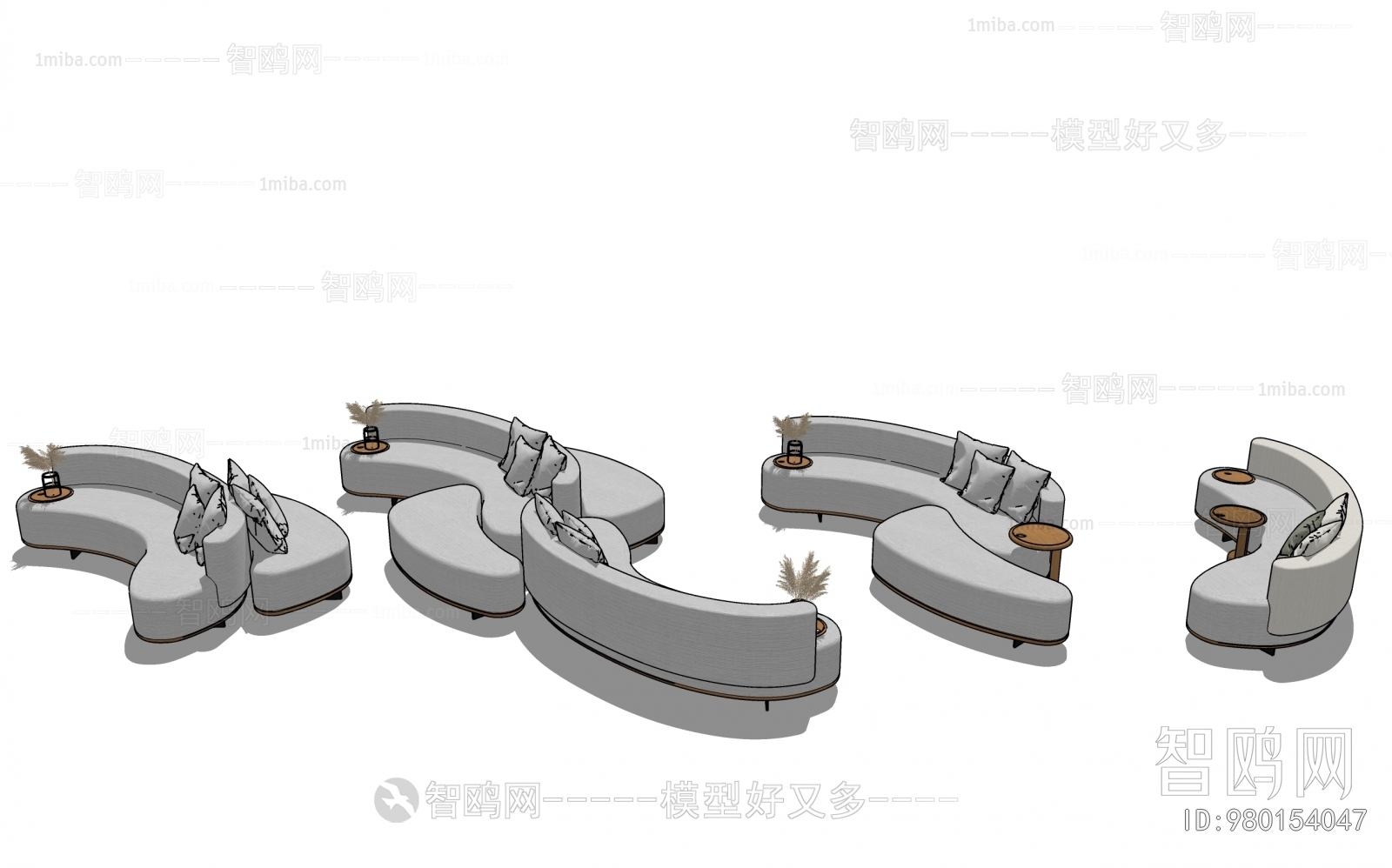 现代弧形沙发组合