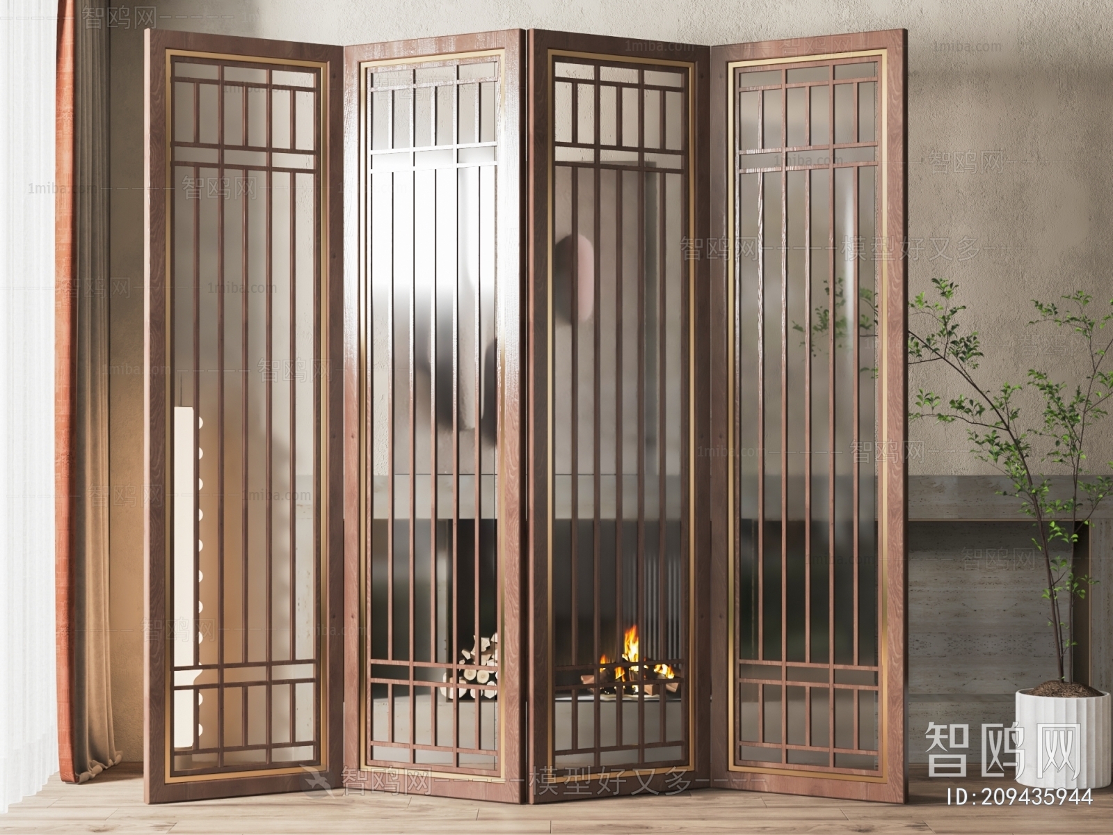 New Chinese Style Glass Screen Partition