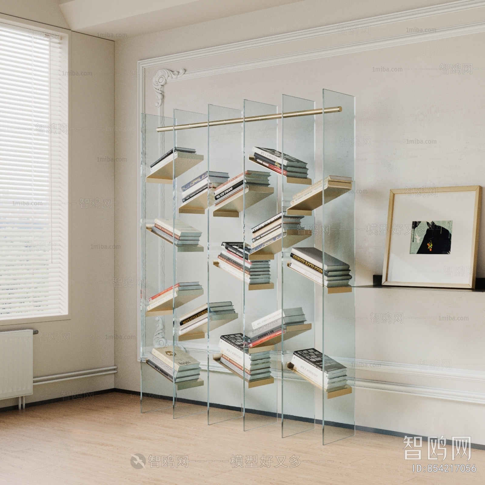 现代玻璃书架