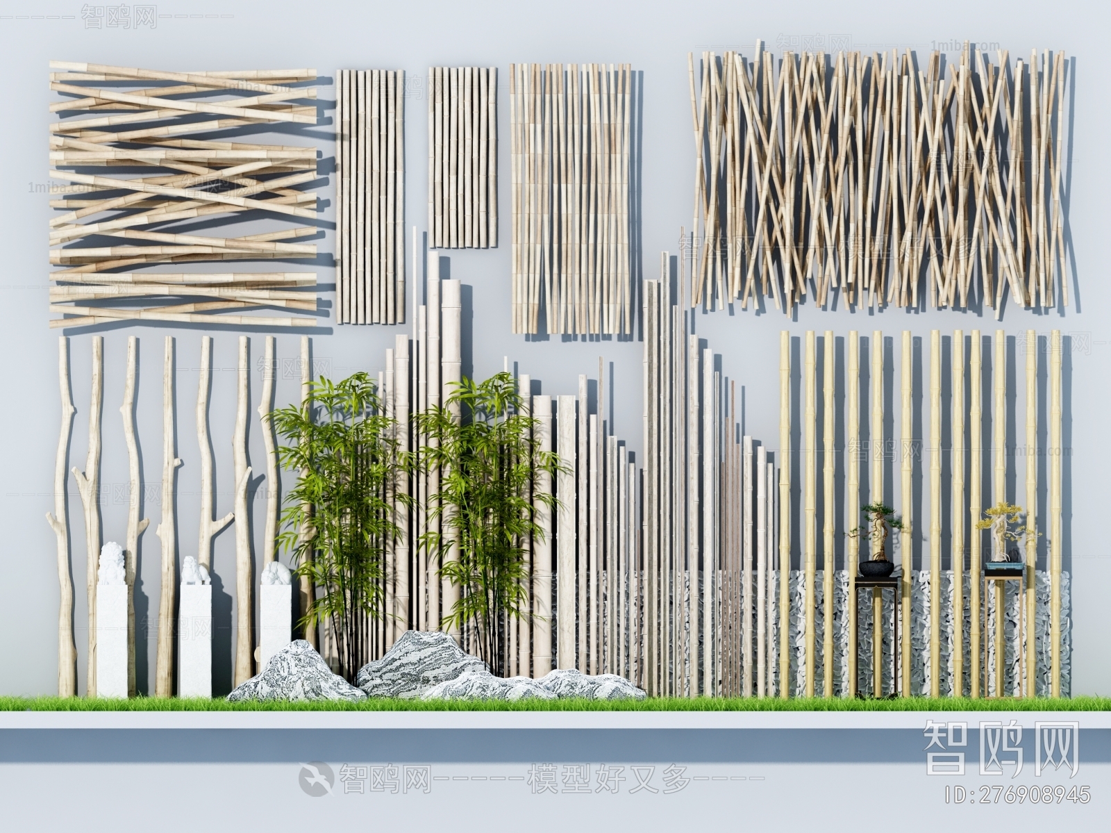 新中式竹子围栏
