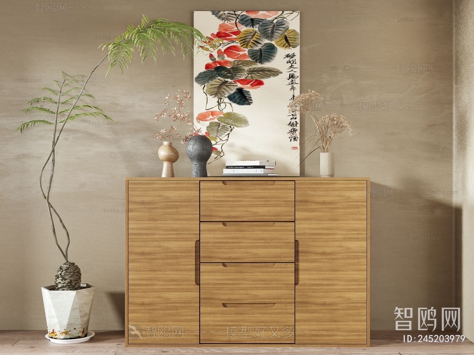 Wabi-sabi Style Side Cabinet