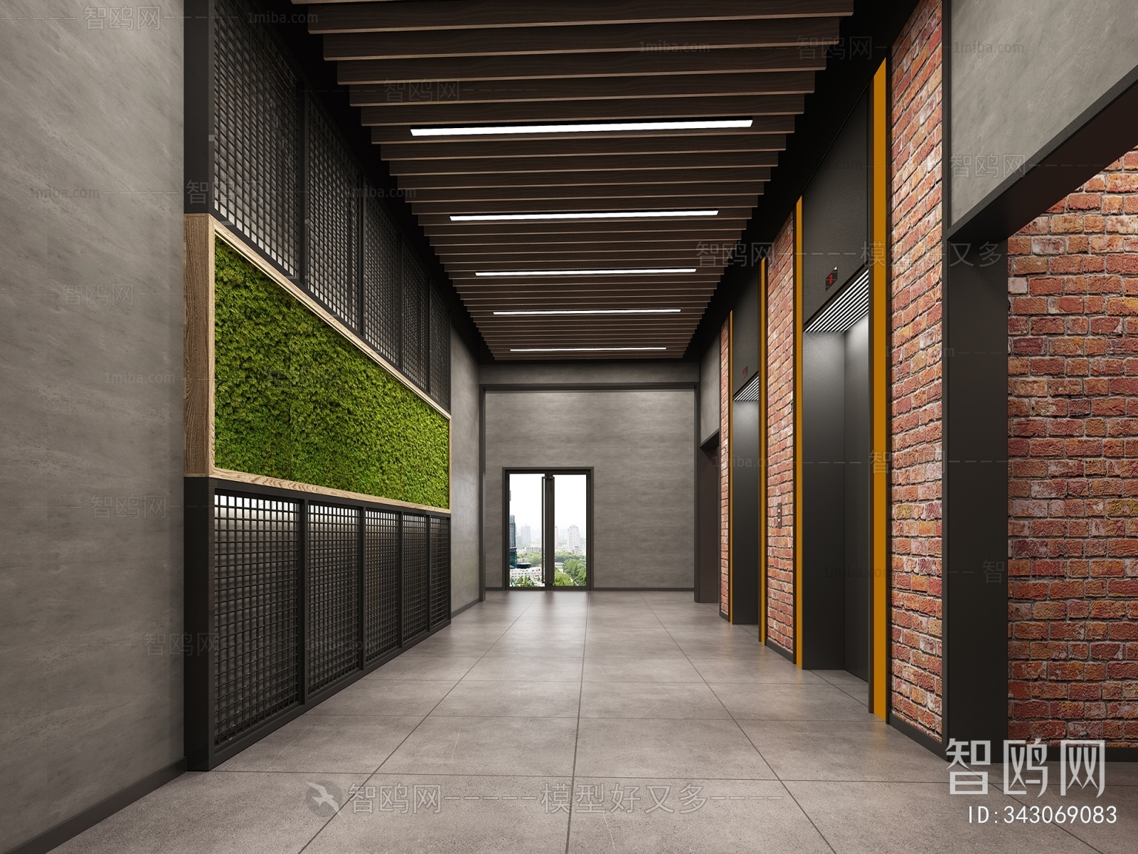 Industrial Style Corridor Elevator Hall