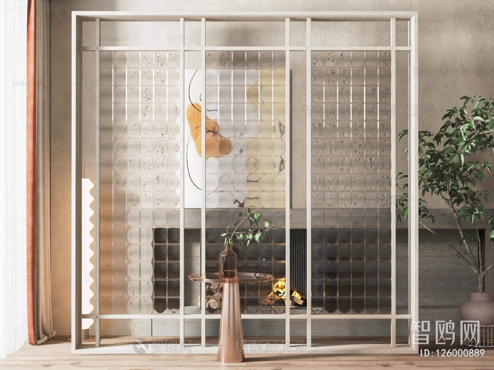 Wabi-sabi Style Glass Screen Partition