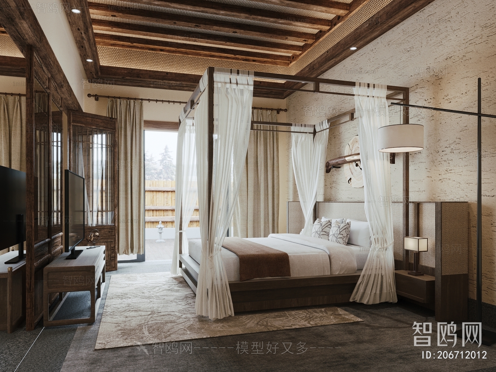 New Chinese Style Wabi-sabi Style Guest Room