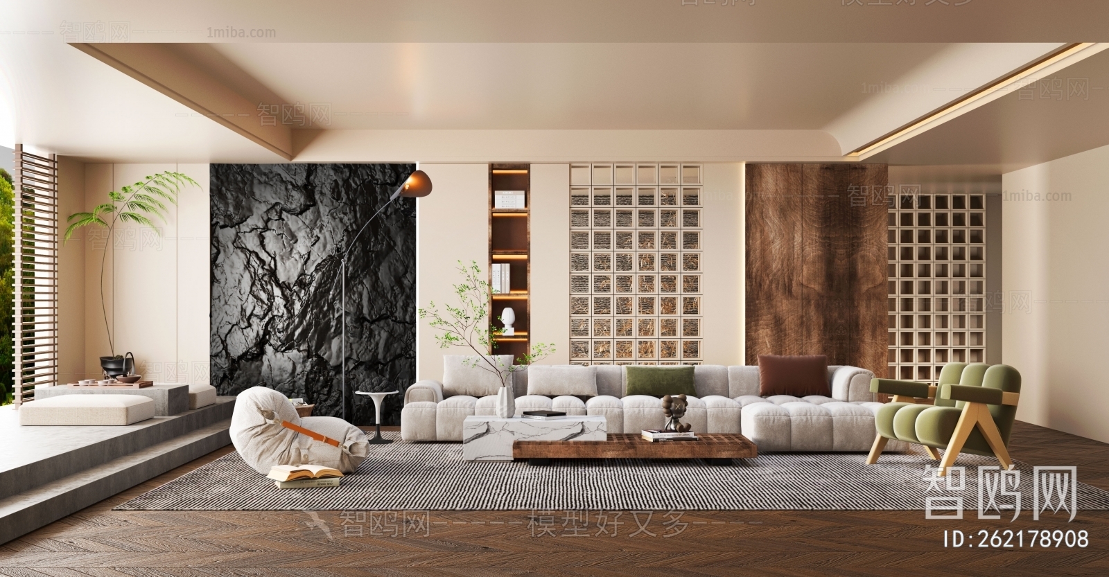 Modern Wabi-sabi Style A Living Room