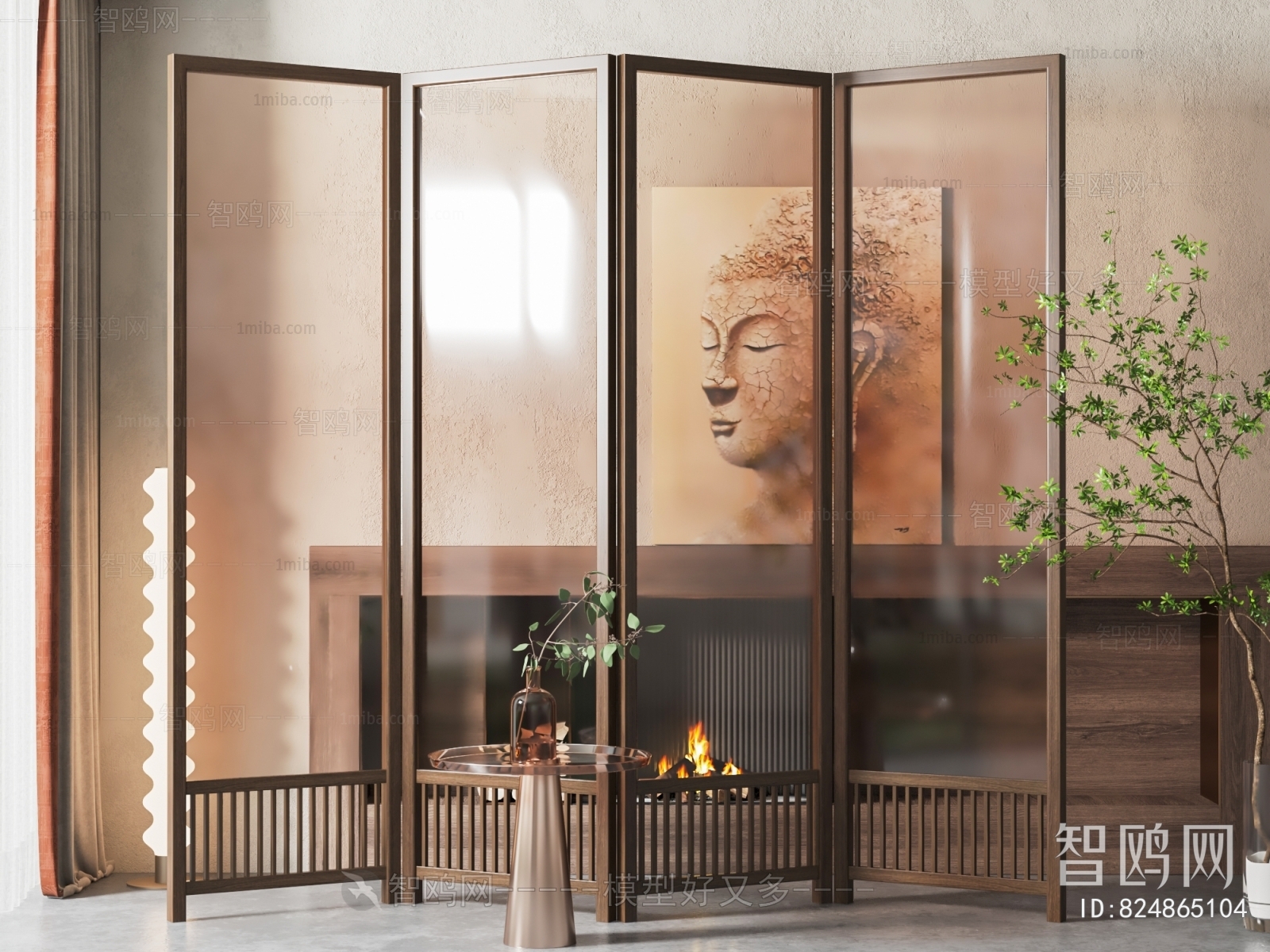 New Chinese Style Glass Screen Partition