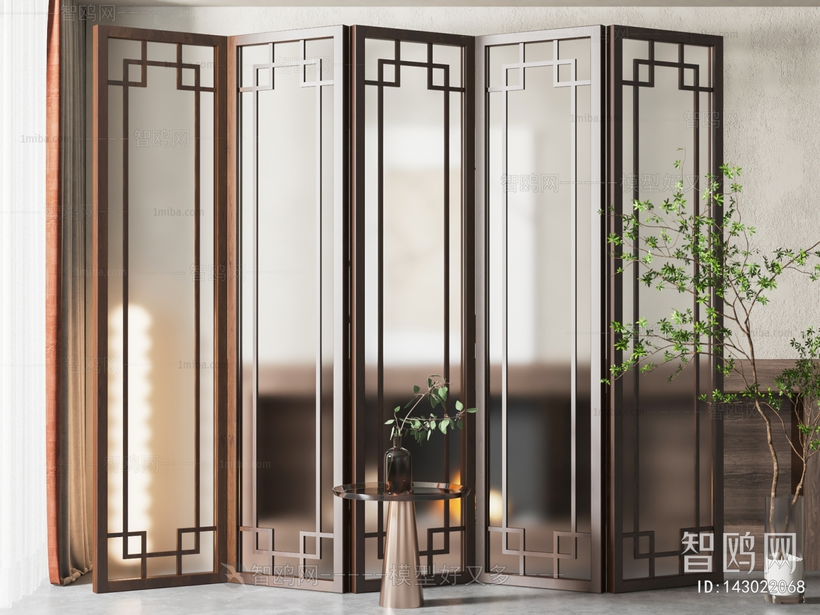 New Chinese Style Glass Screen Partition