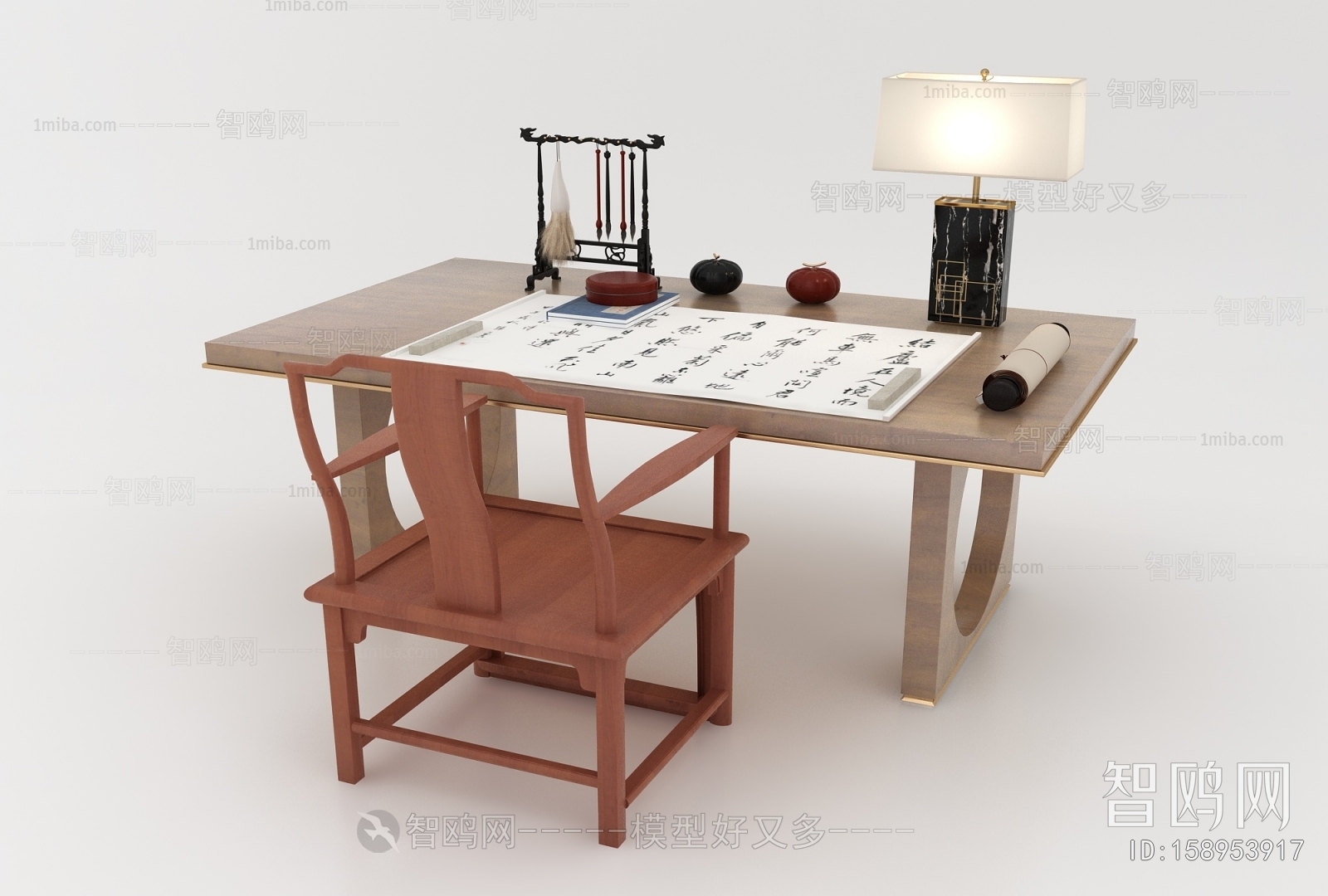 New Chinese Style Computer Desk And Chair