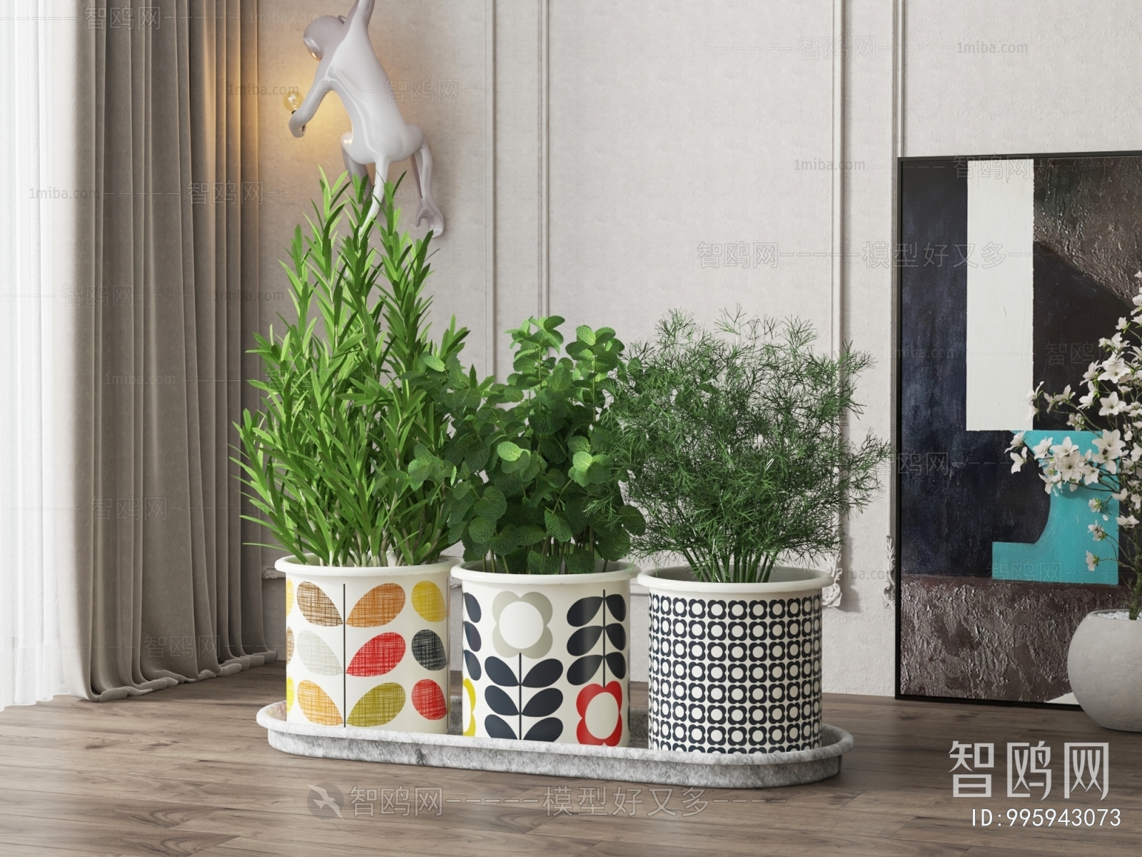 Modern Potted Green Plant