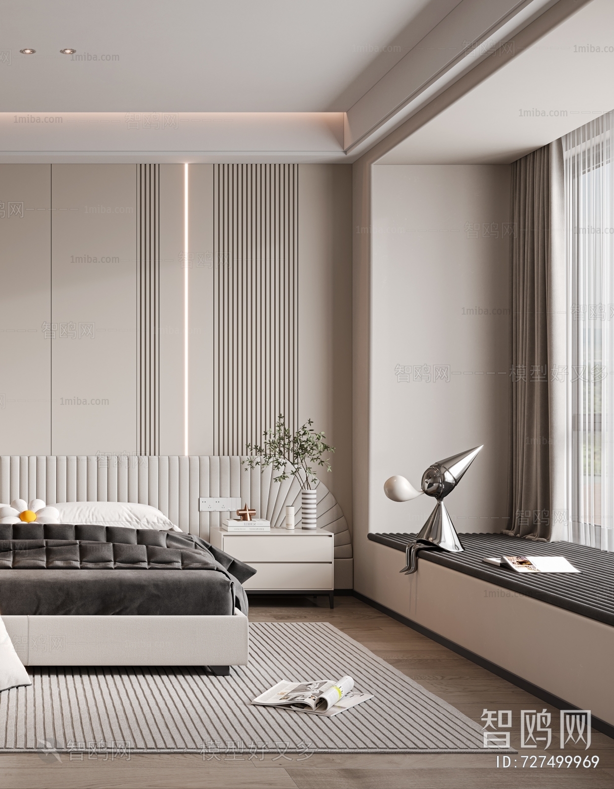 Modern Bedroom 3D Model Download - Model ID.727499969 | 1miba