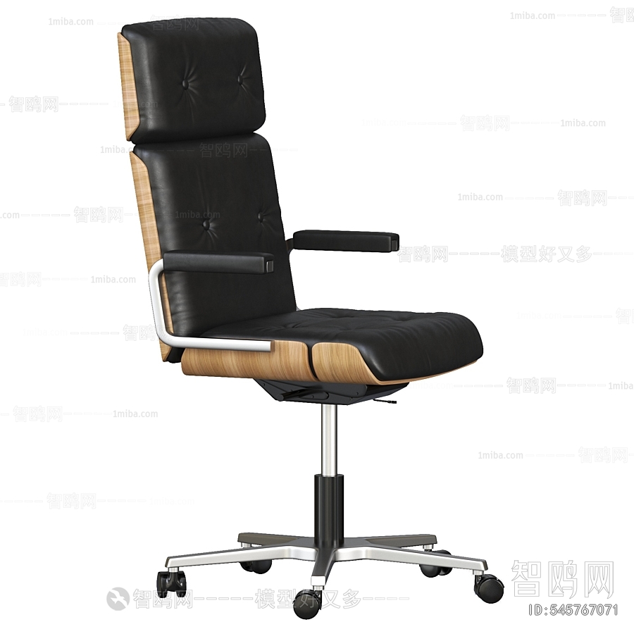 现代黑色皮革滑轮办公椅