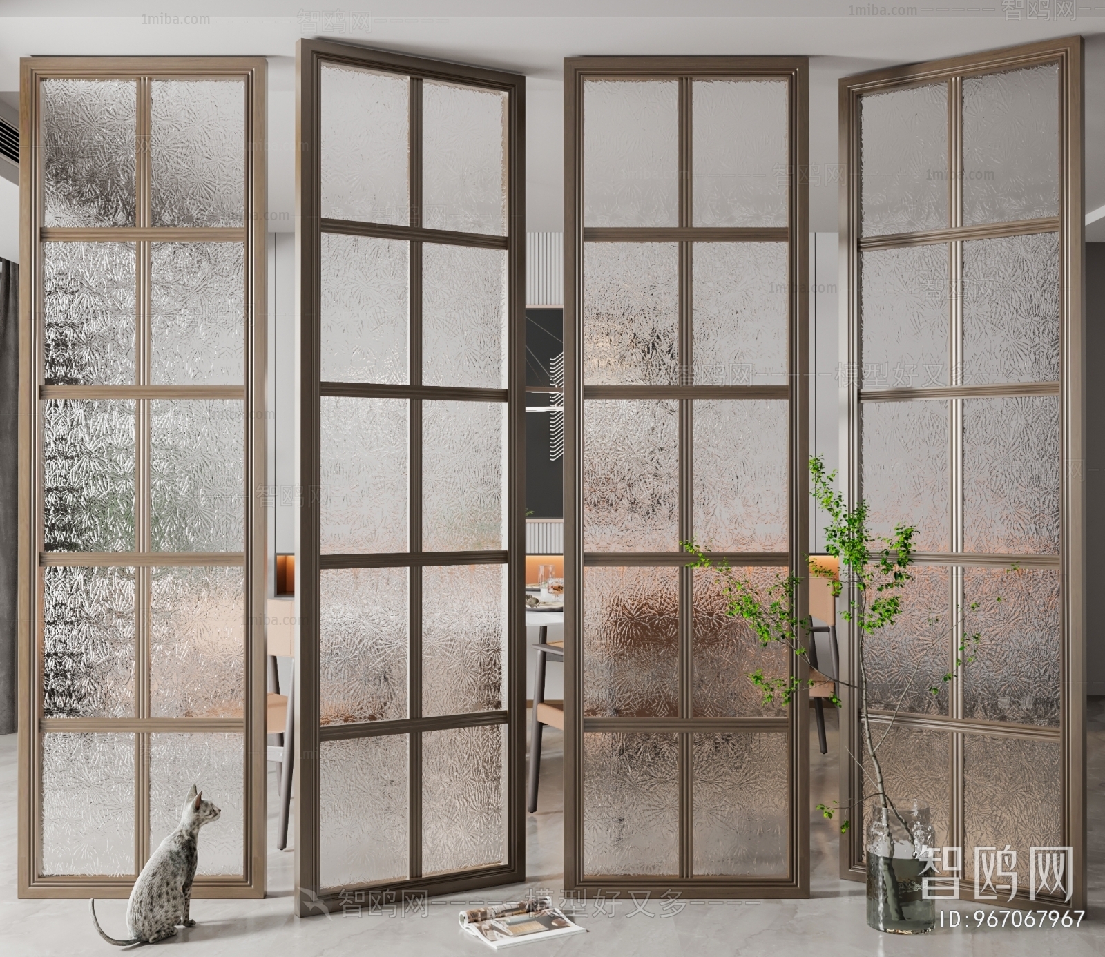 New Chinese Style Glass Screen Partition