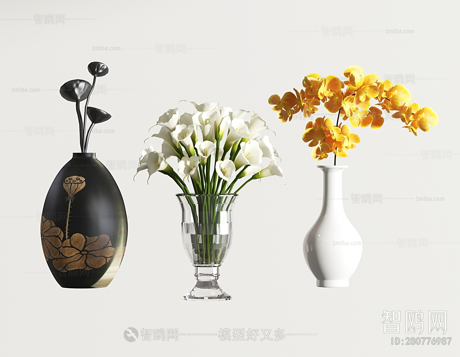 现代花瓶花卉组合