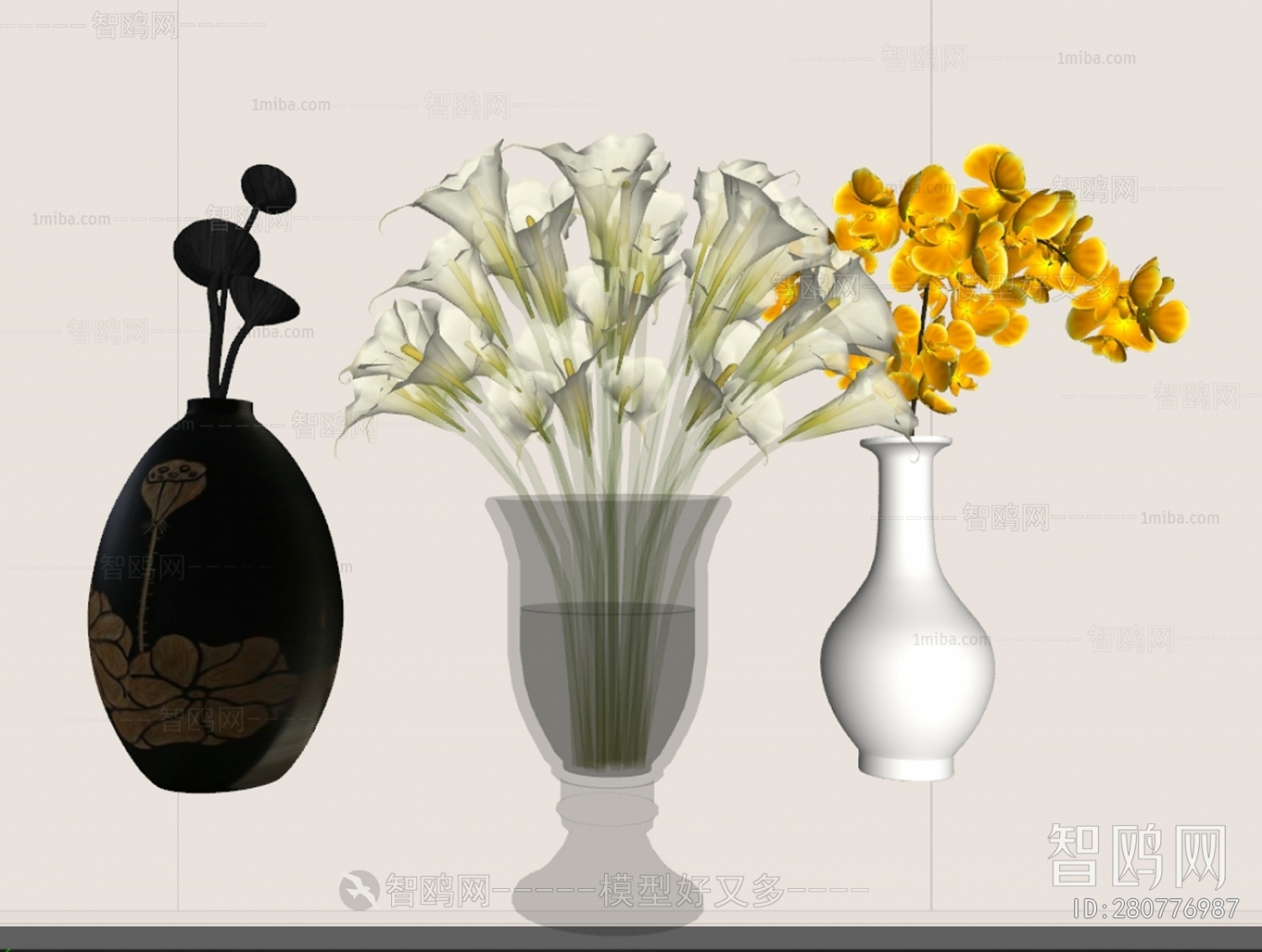现代花瓶花卉组合
