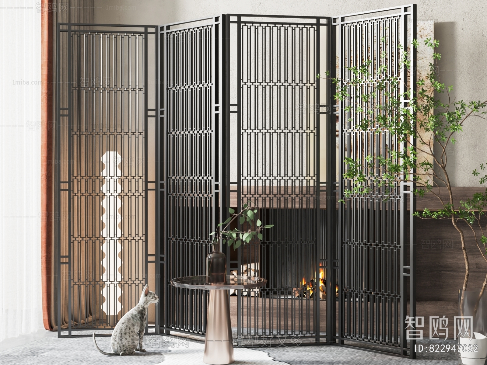 New Chinese Style Metal Screen Partition