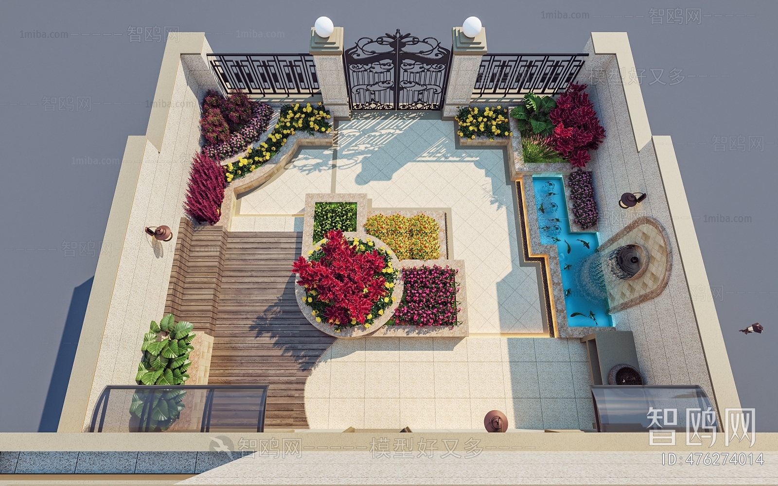 Simple European Style Courtyard/landscape