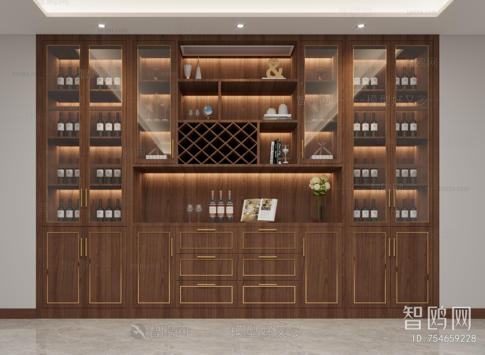Modern New Chinese Style Wine Cabinet
