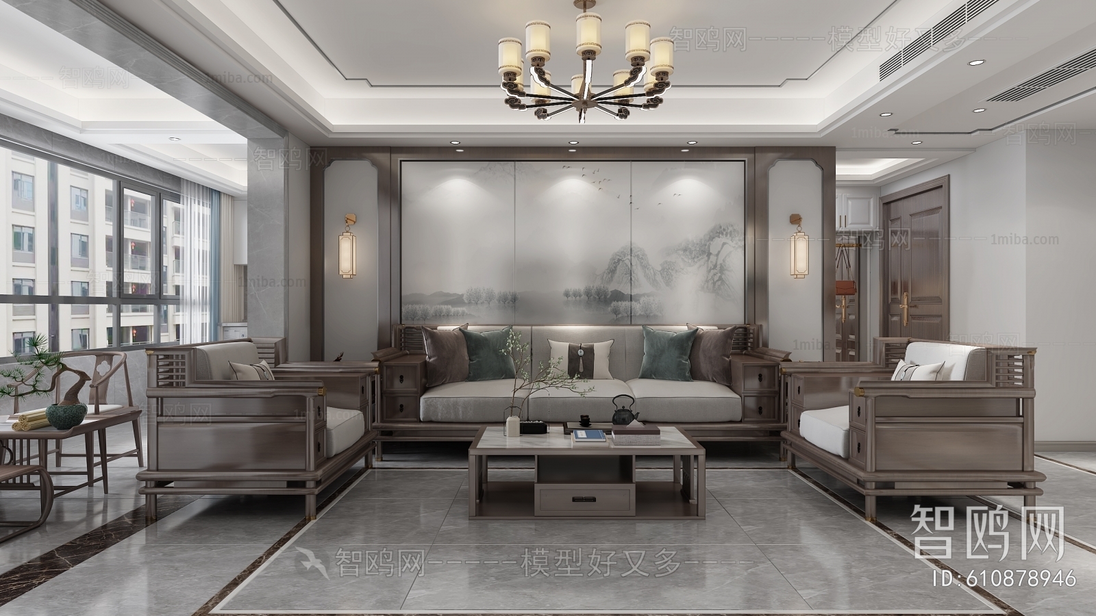 New Chinese Style A Living Room