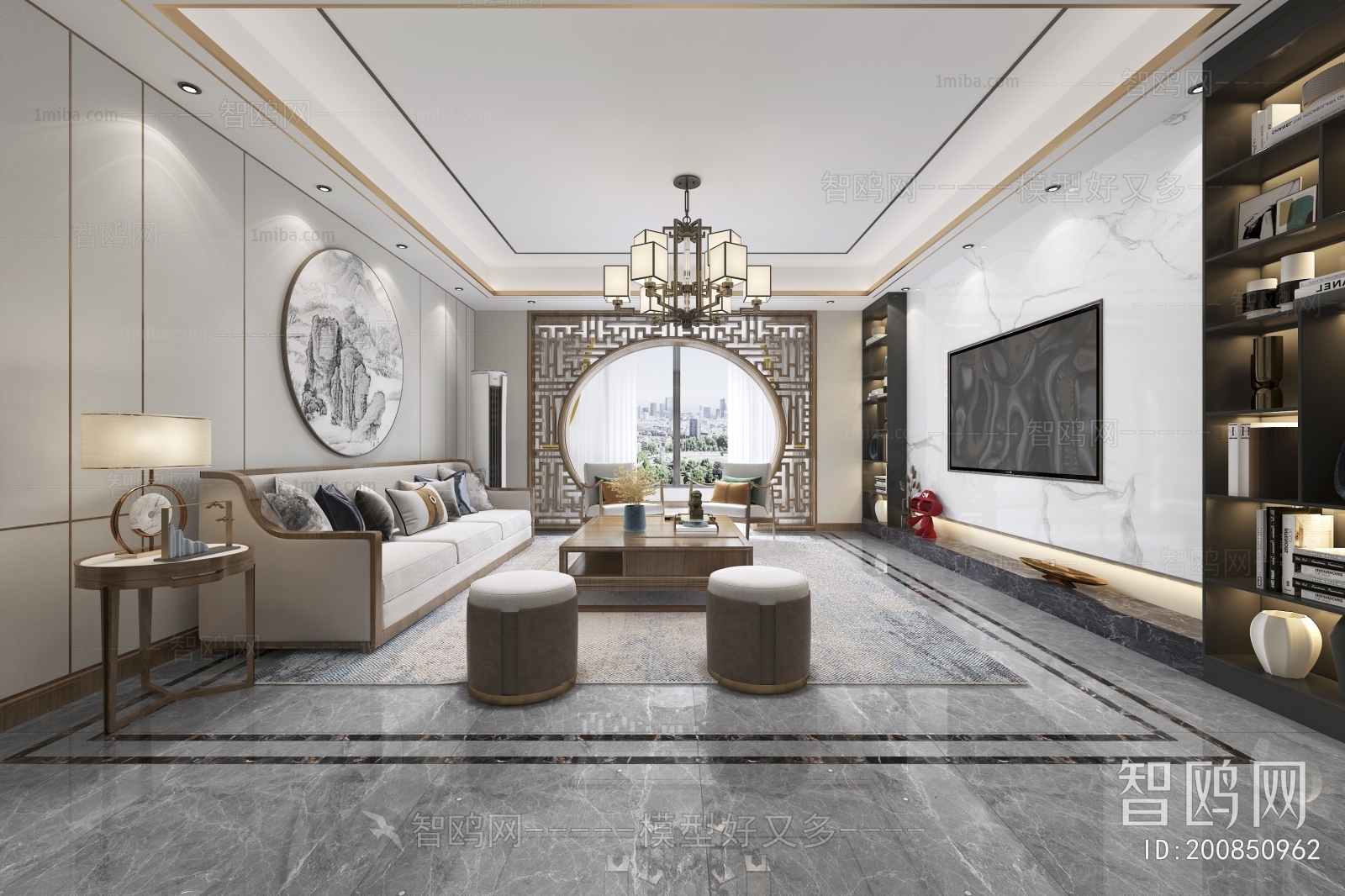 New Chinese Style A Living Room