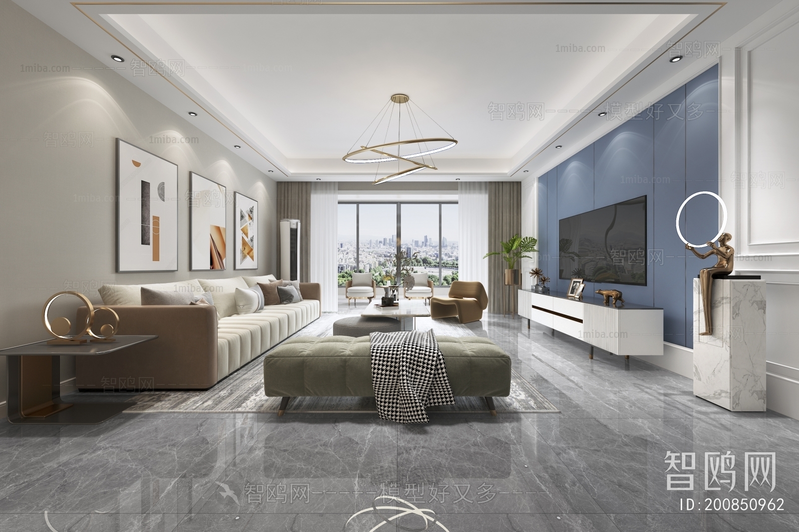 New Chinese Style A Living Room