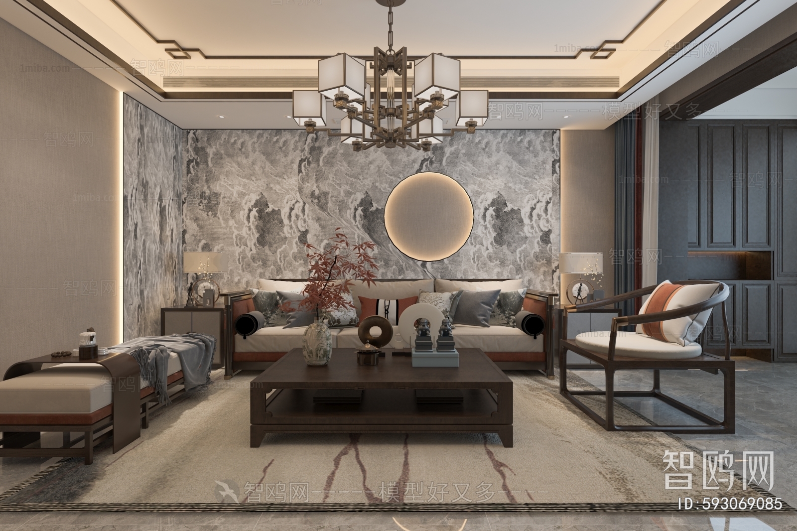 New Chinese Style A Living Room