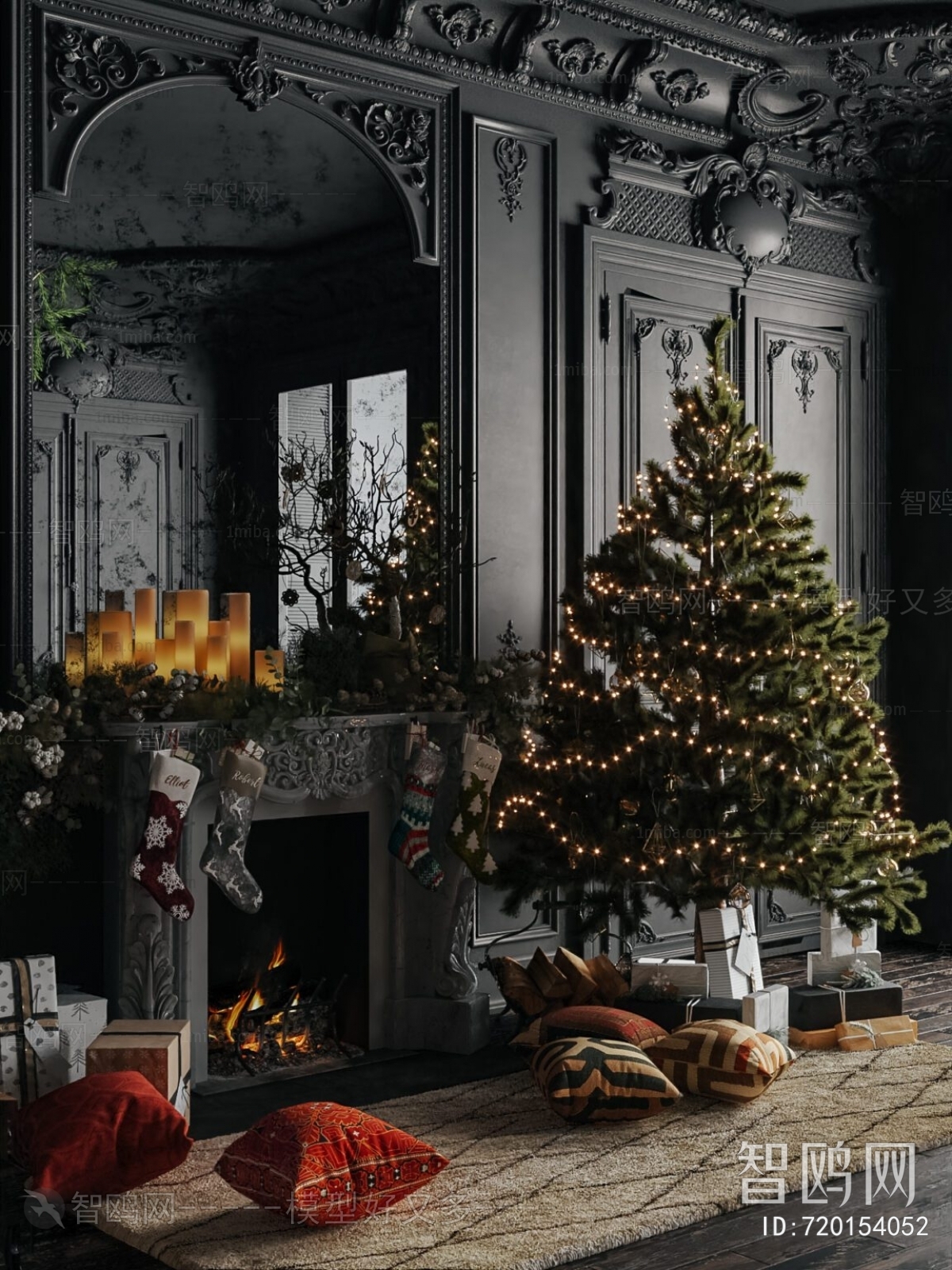 欧式客厅圣诞树