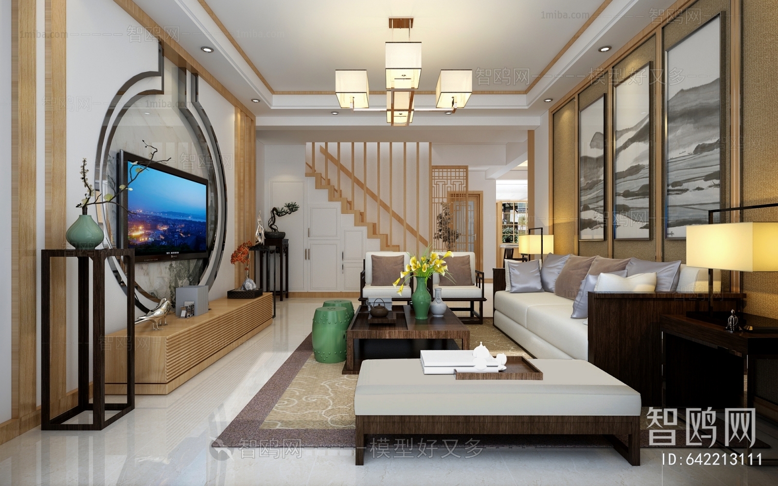 New Chinese Style A Living Room