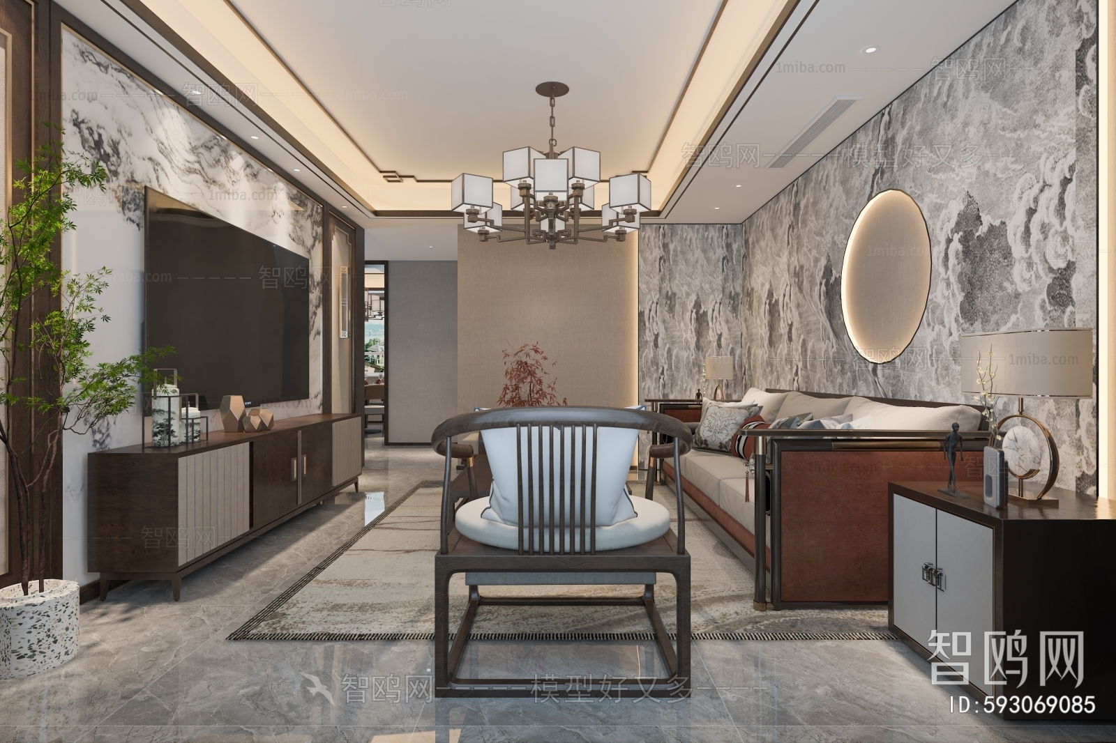 New Chinese Style A Living Room