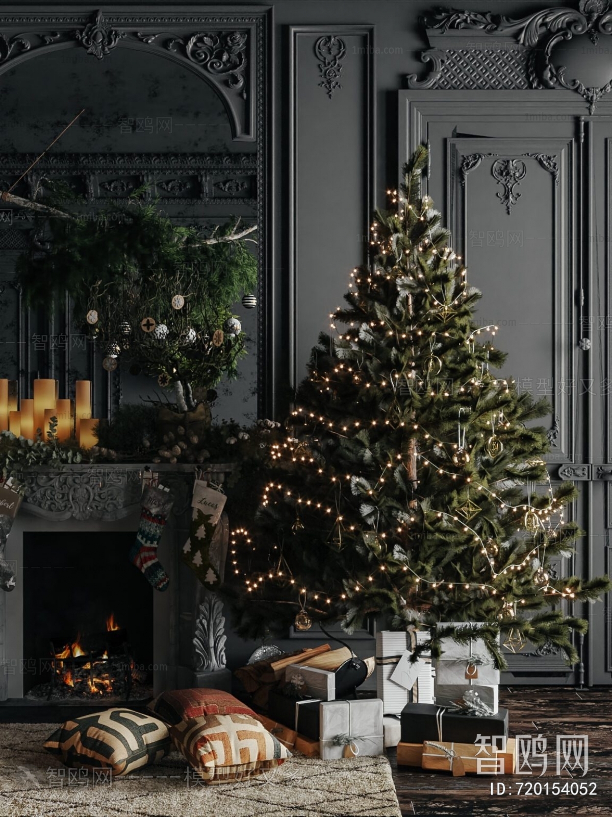 欧式客厅圣诞树