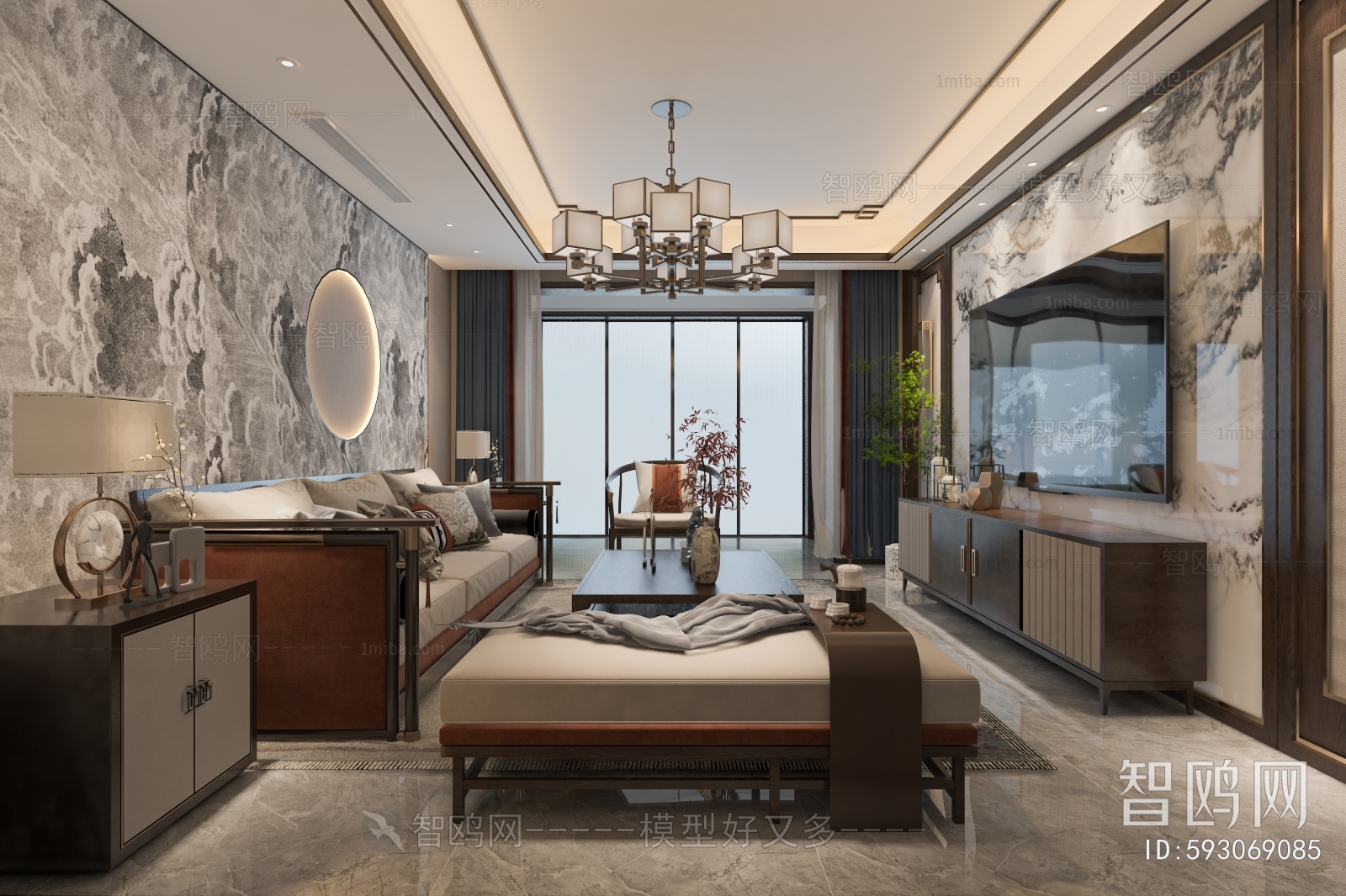 New Chinese Style A Living Room