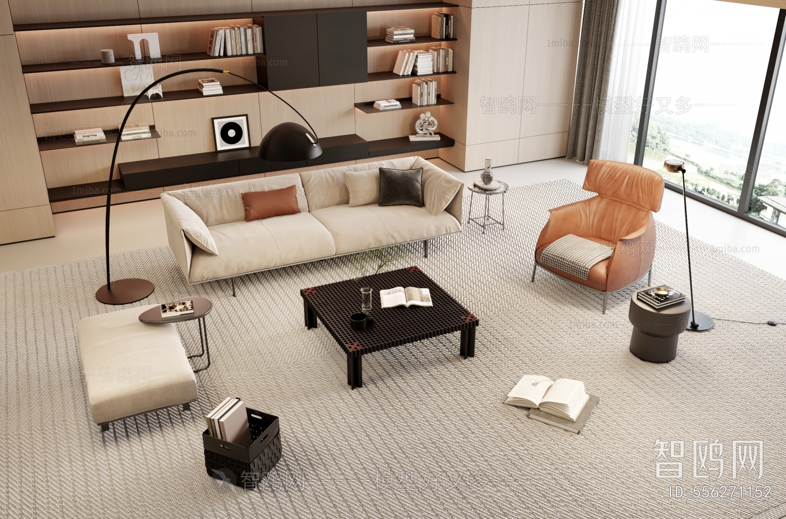 Poltronafrau 现代沙发茶几组合3D模型下载