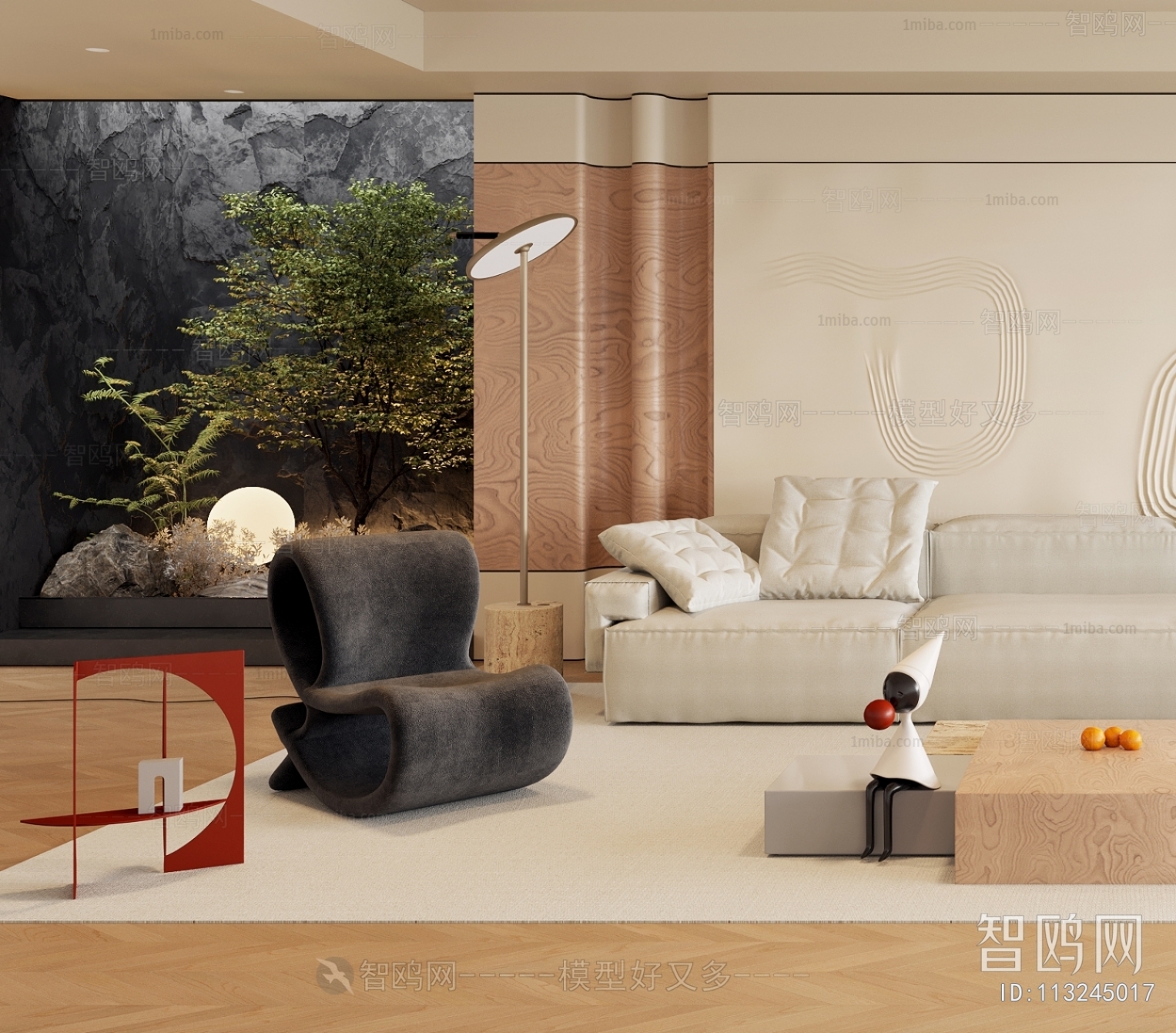 Modern Wabi-sabi Style A Living Room