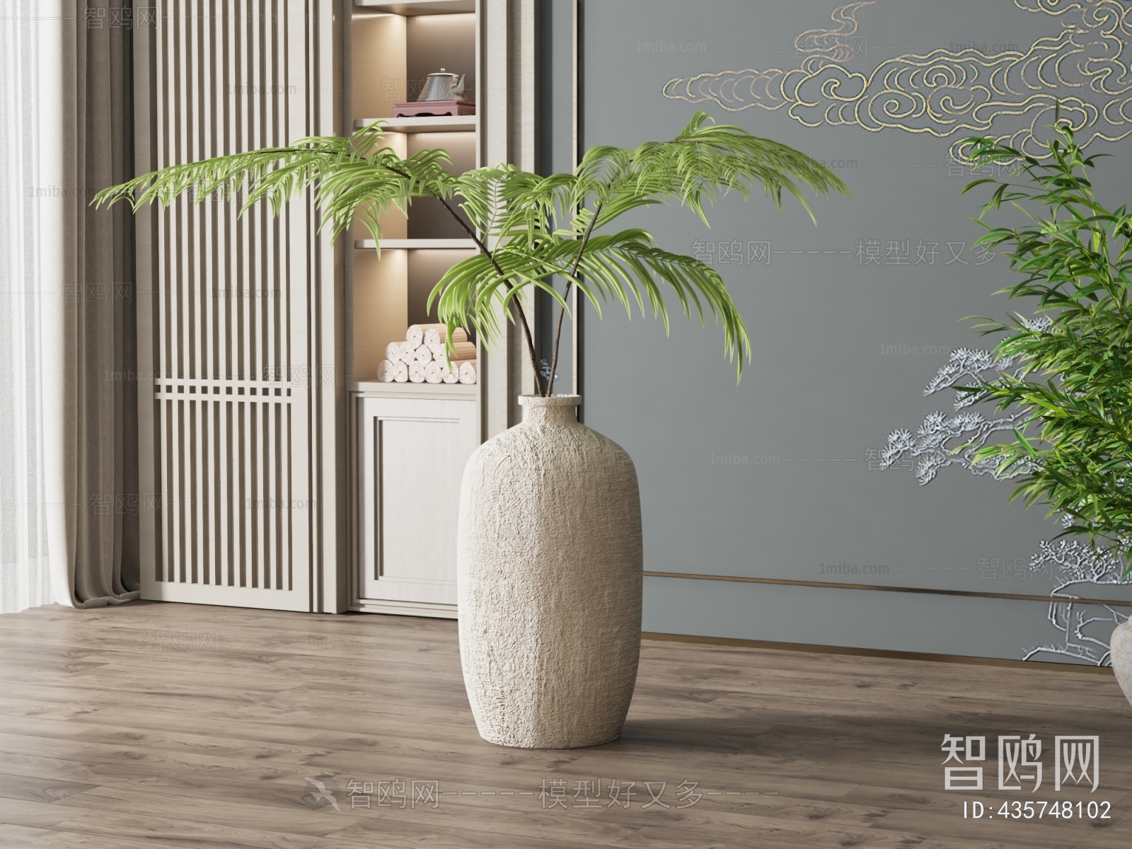 New Chinese Style Wabi-sabi Style Potted Green Plant