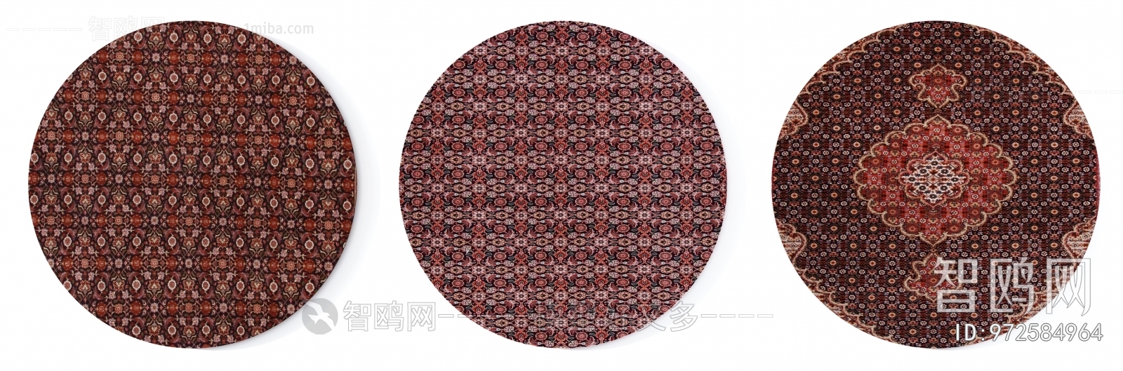 美式乡村深红色圆形地毯