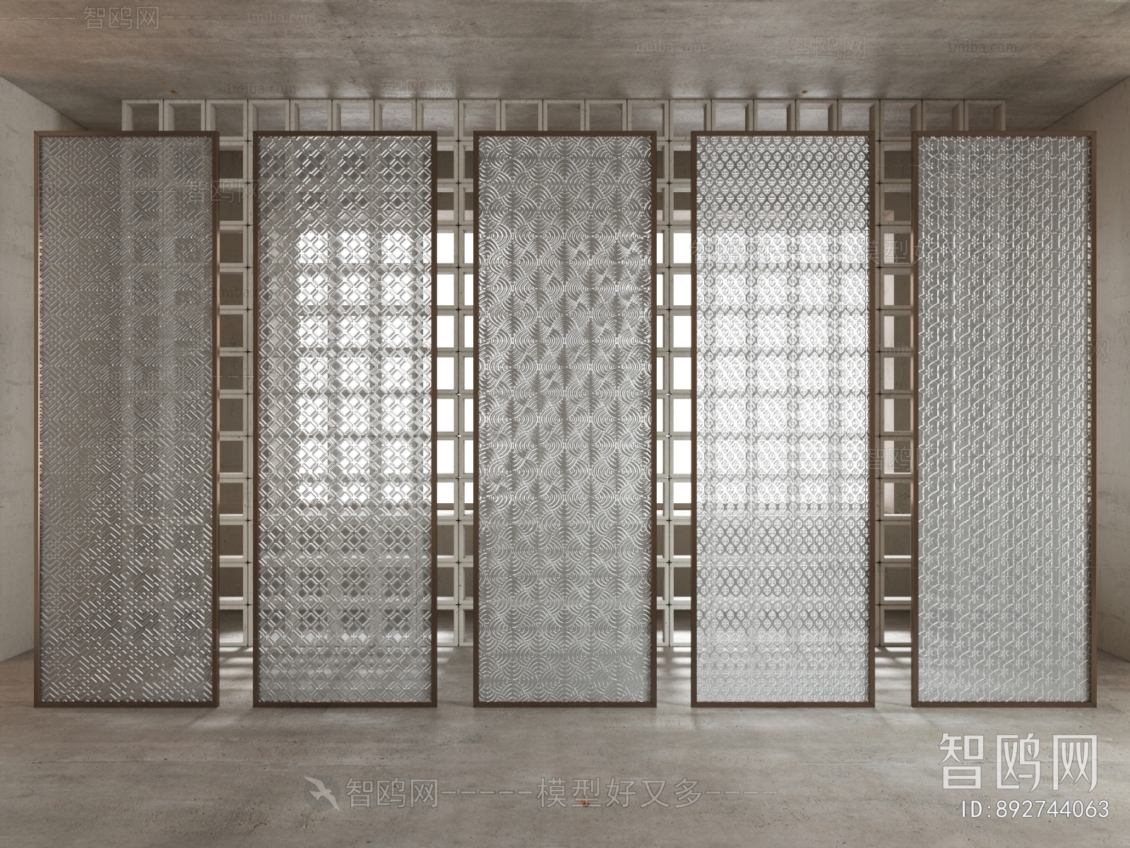 Wabi-sabi Style Glass Screen Partition