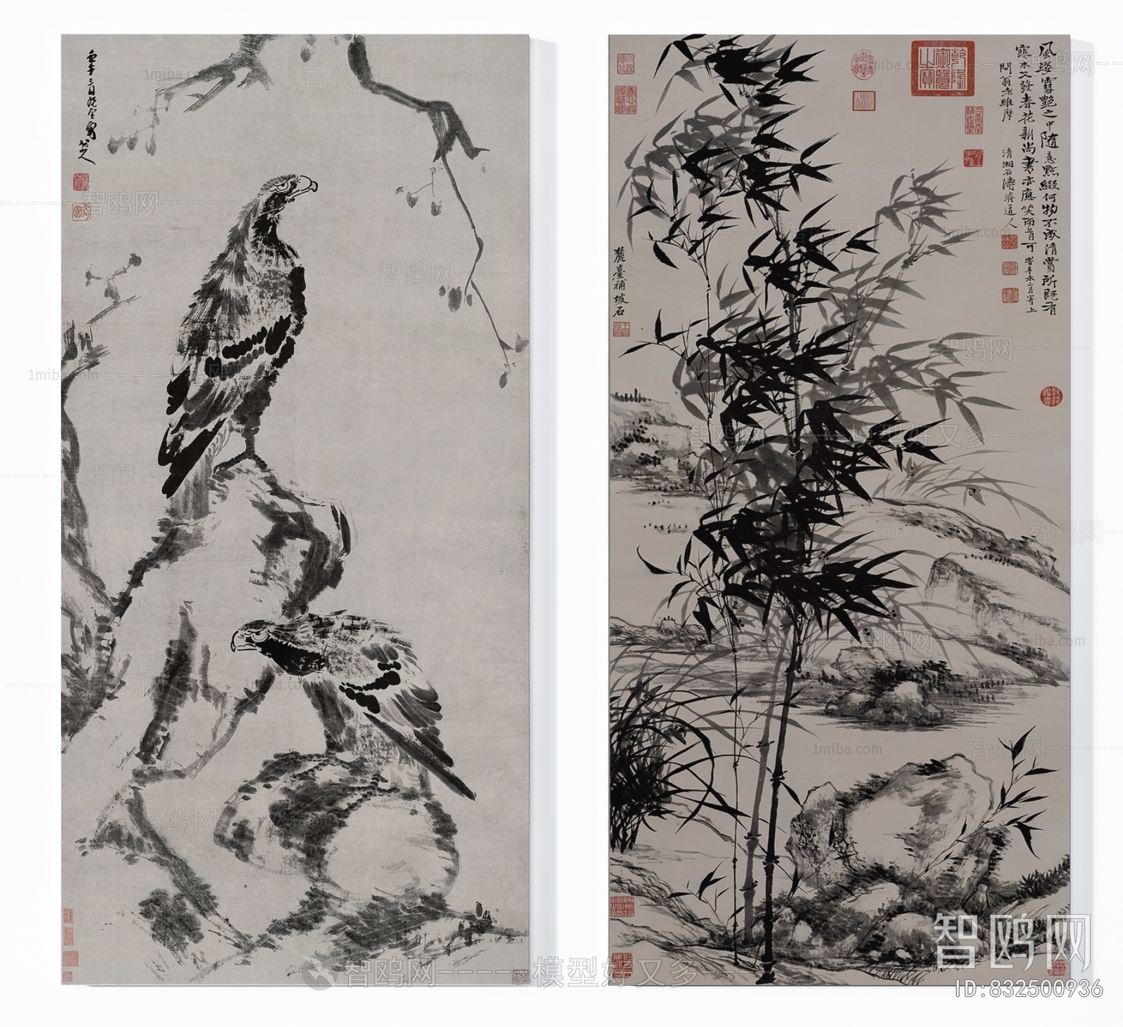 中式新中式水墨装饰画