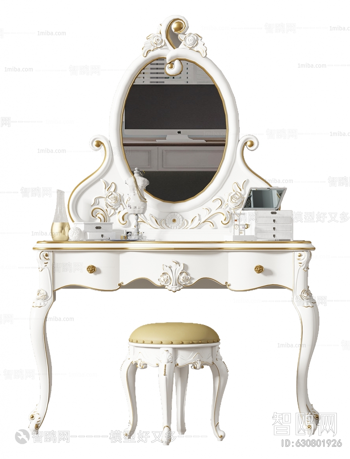 欧式古典梳妆台，凳