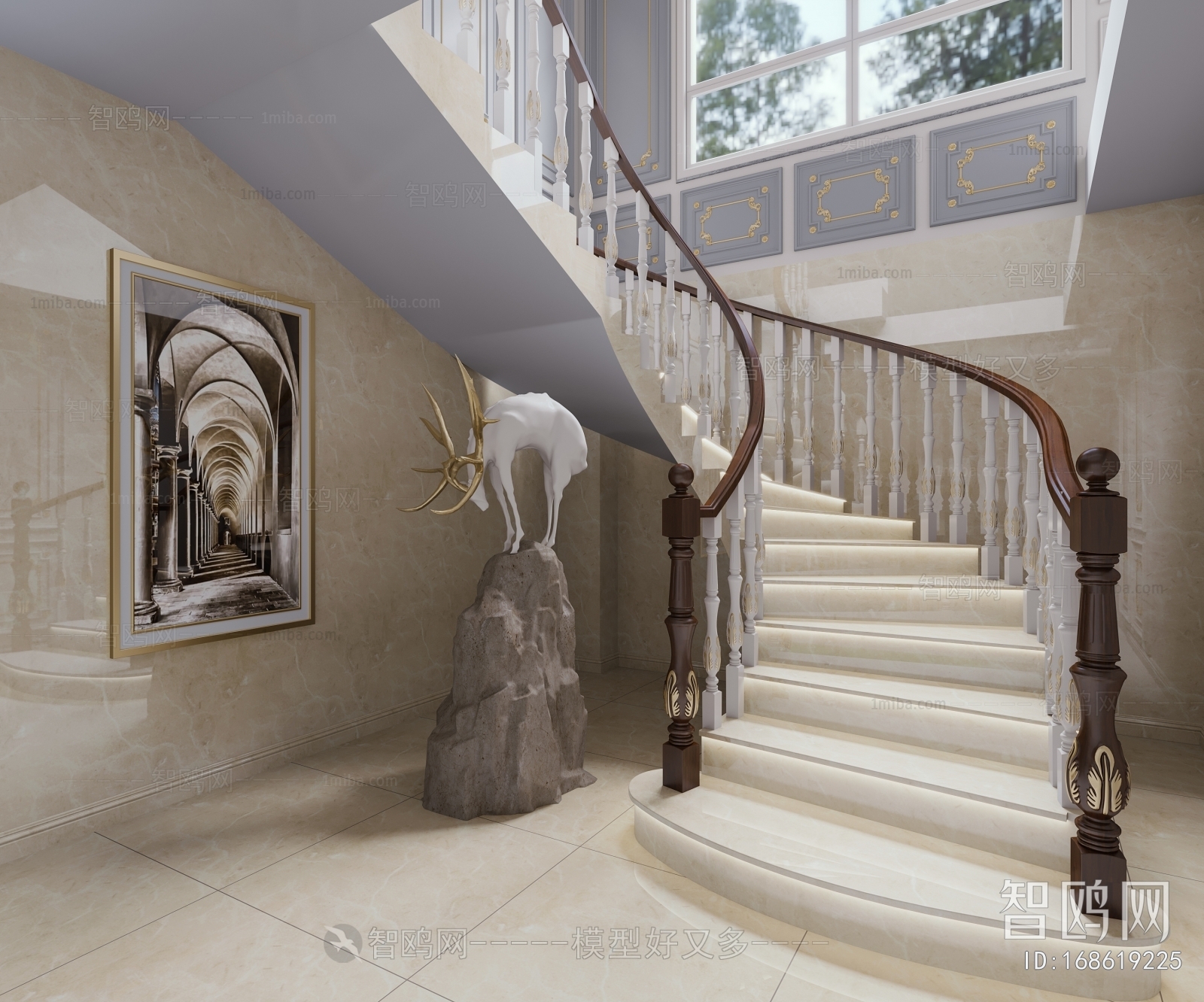 Simple European Style Rotating Staircase