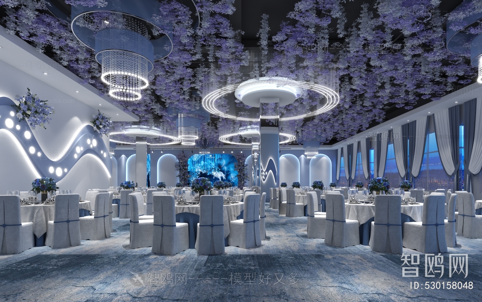 现代蓝色酒店宴会厅