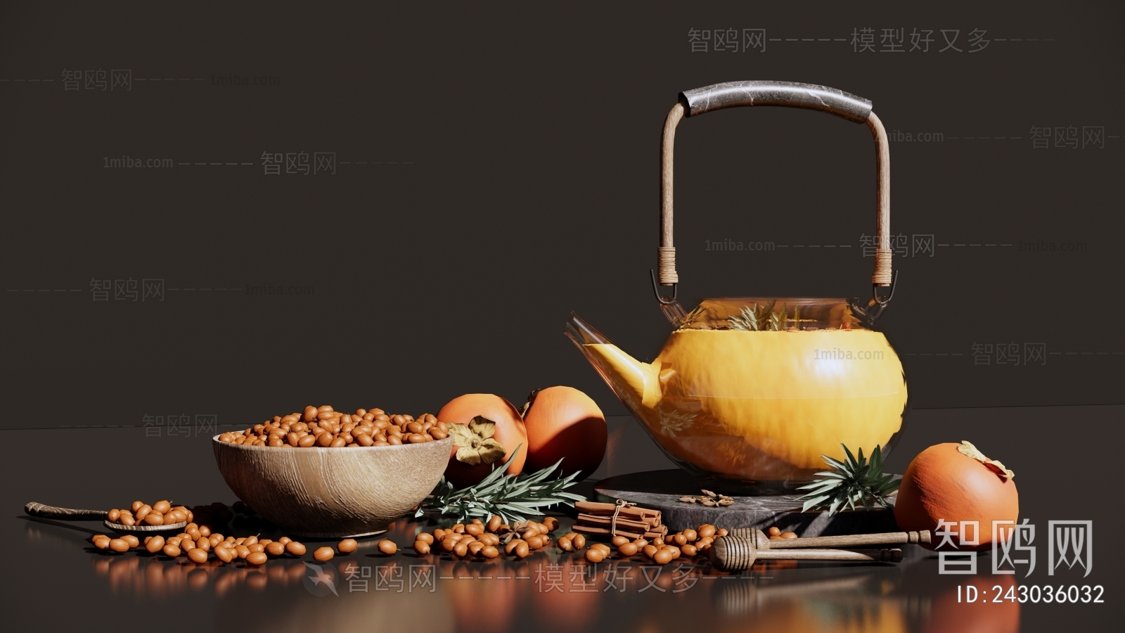 现代茶具 茶壶 水果