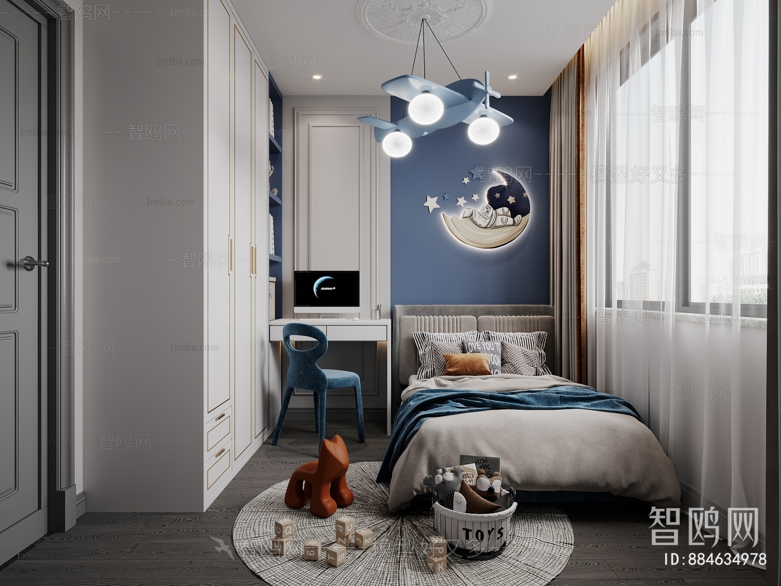 Simple European Style Boy's Room And Son's Room