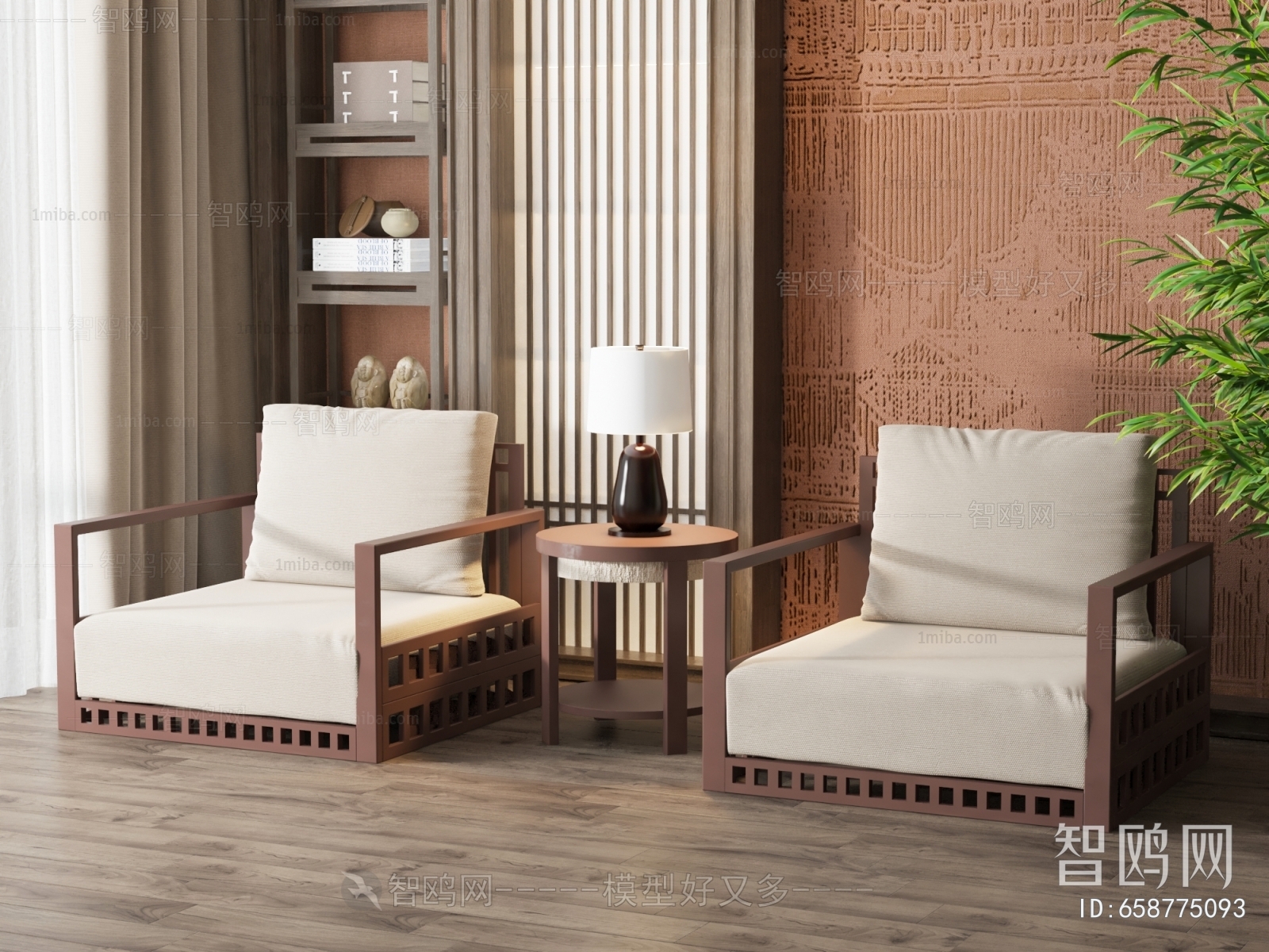 New Chinese Style Single Sofa