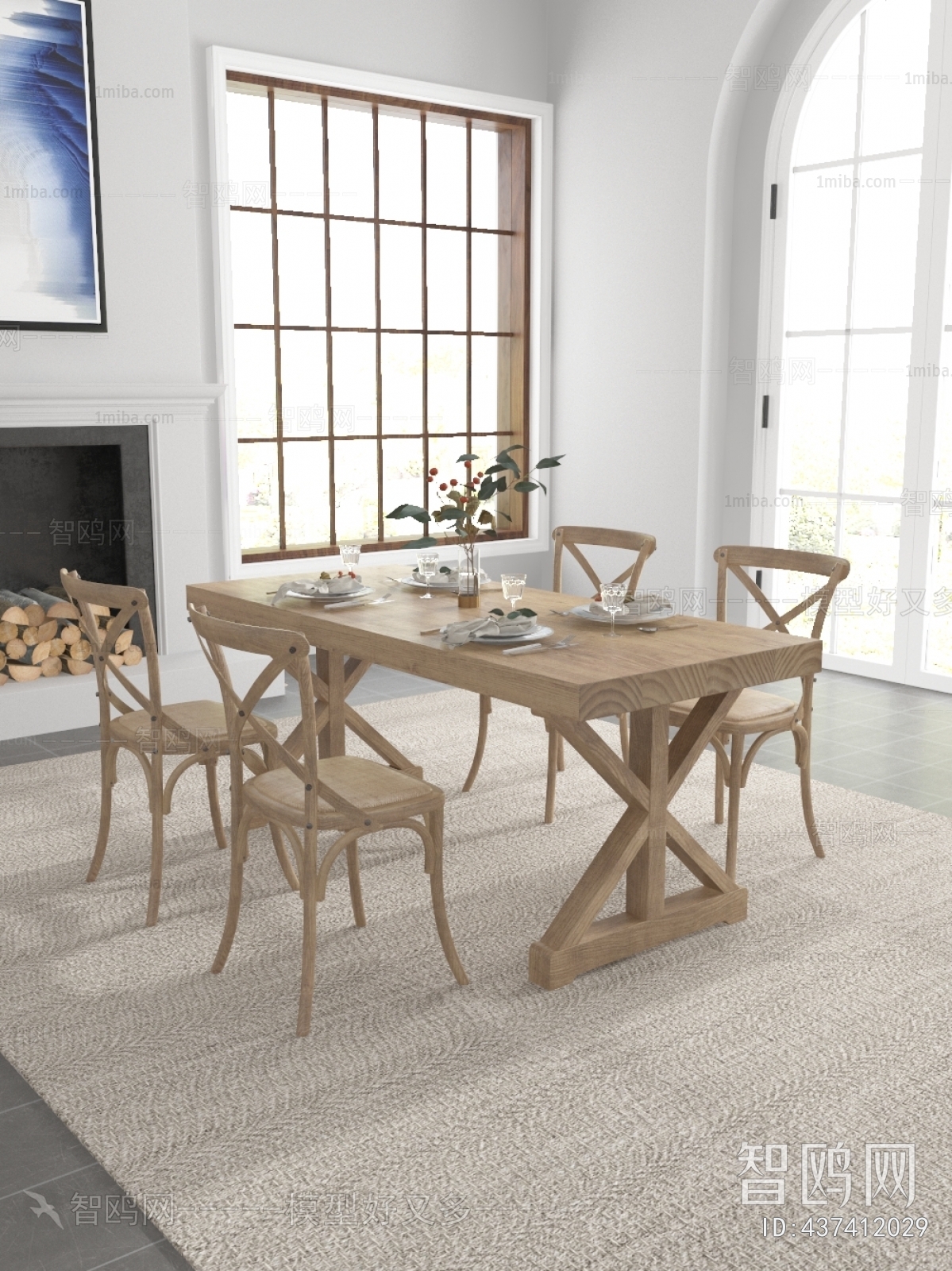 Simple European Style Dining Table And Chairs