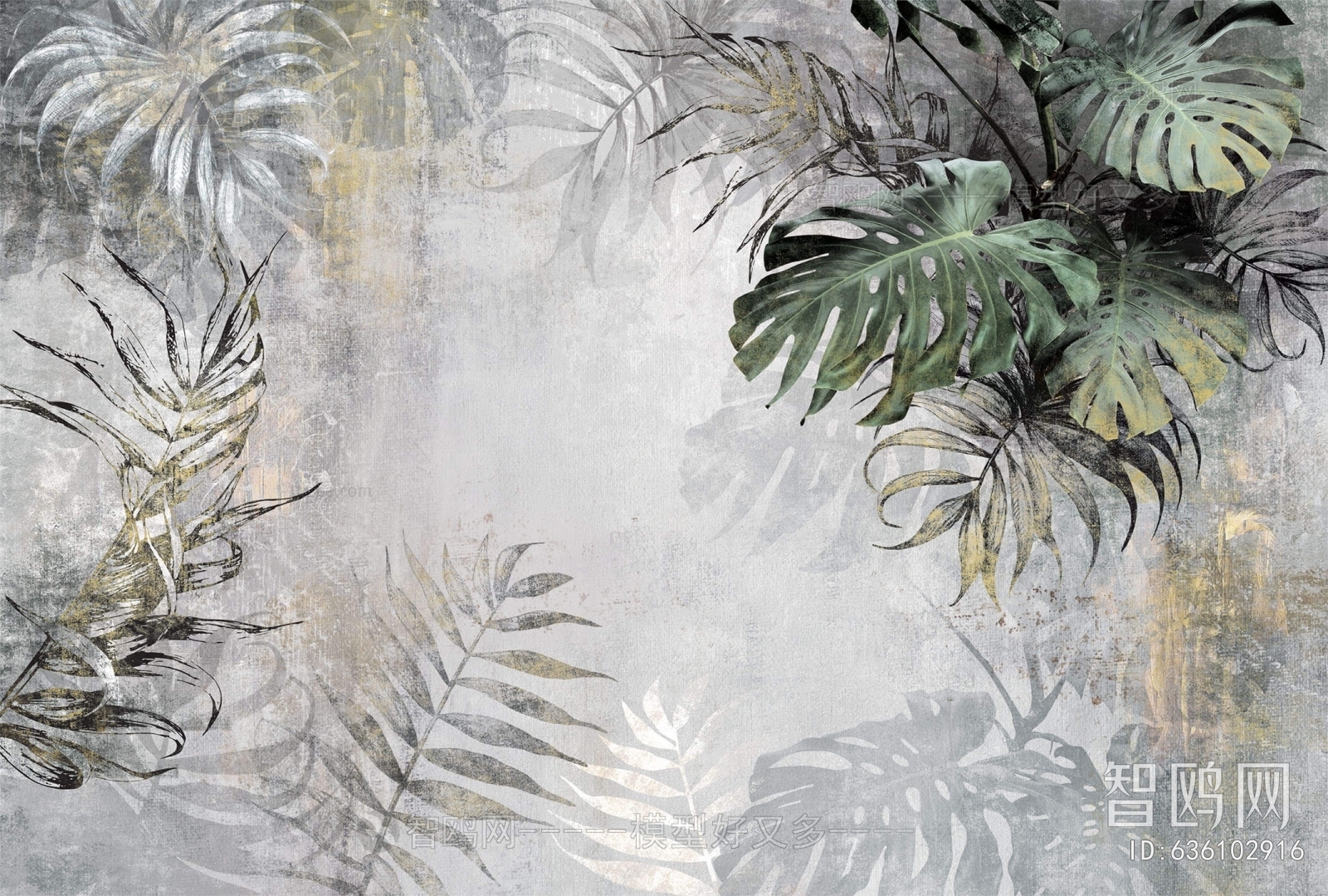 热带植物 壁画